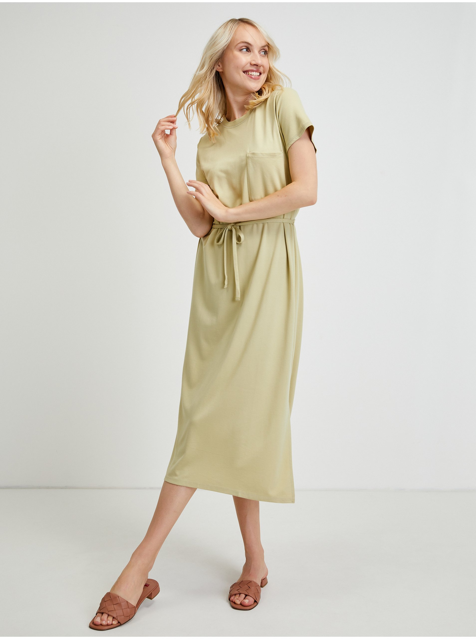 Lacno Voľnočasové šaty pre ženy Tom Tailor - svetlozelená