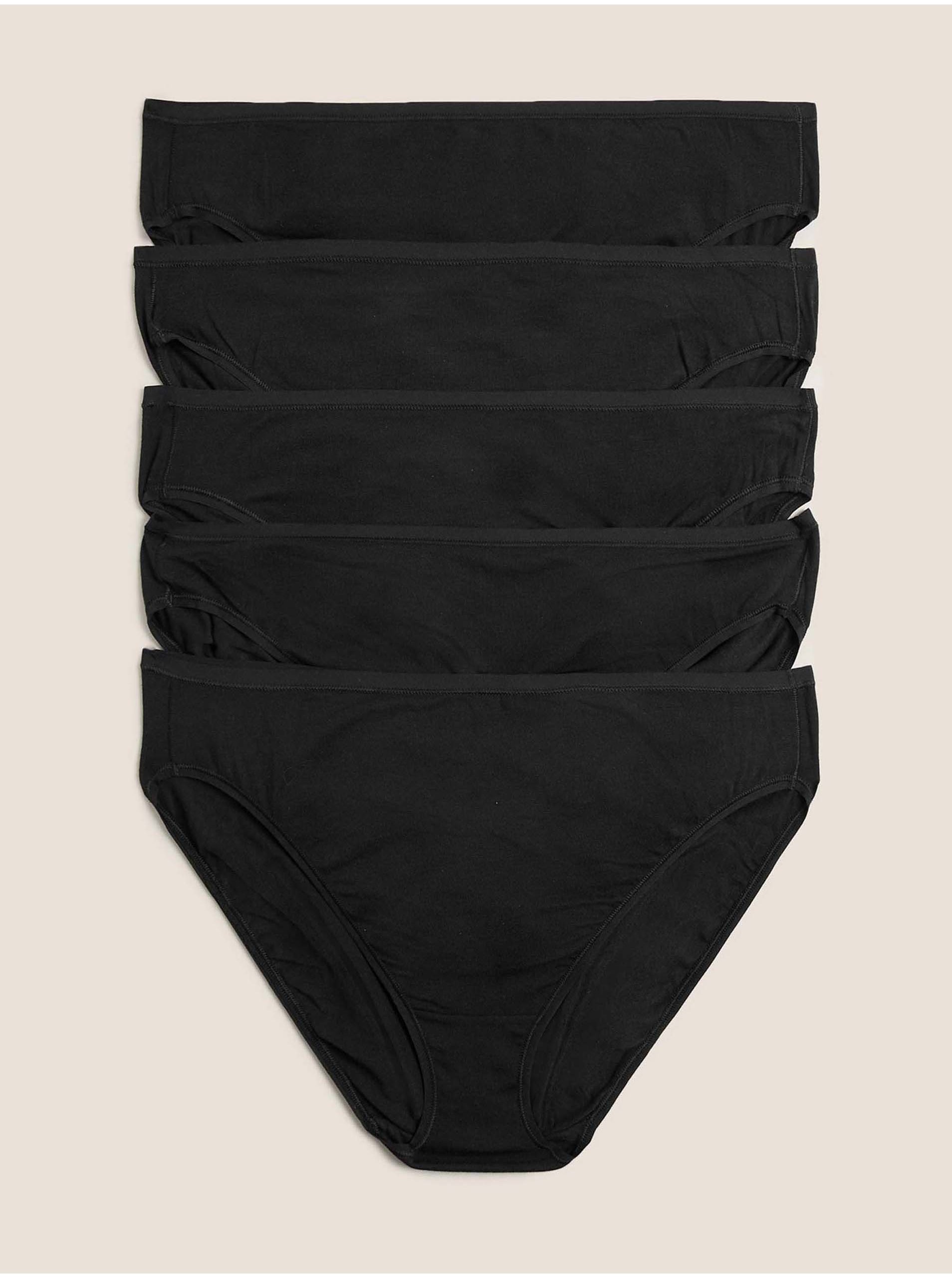 E-shop Sada 5 ks kalhotek z bavlny a modalu, bez viditelných lemů a s vysokým vykrojením Marks & Spencer černá