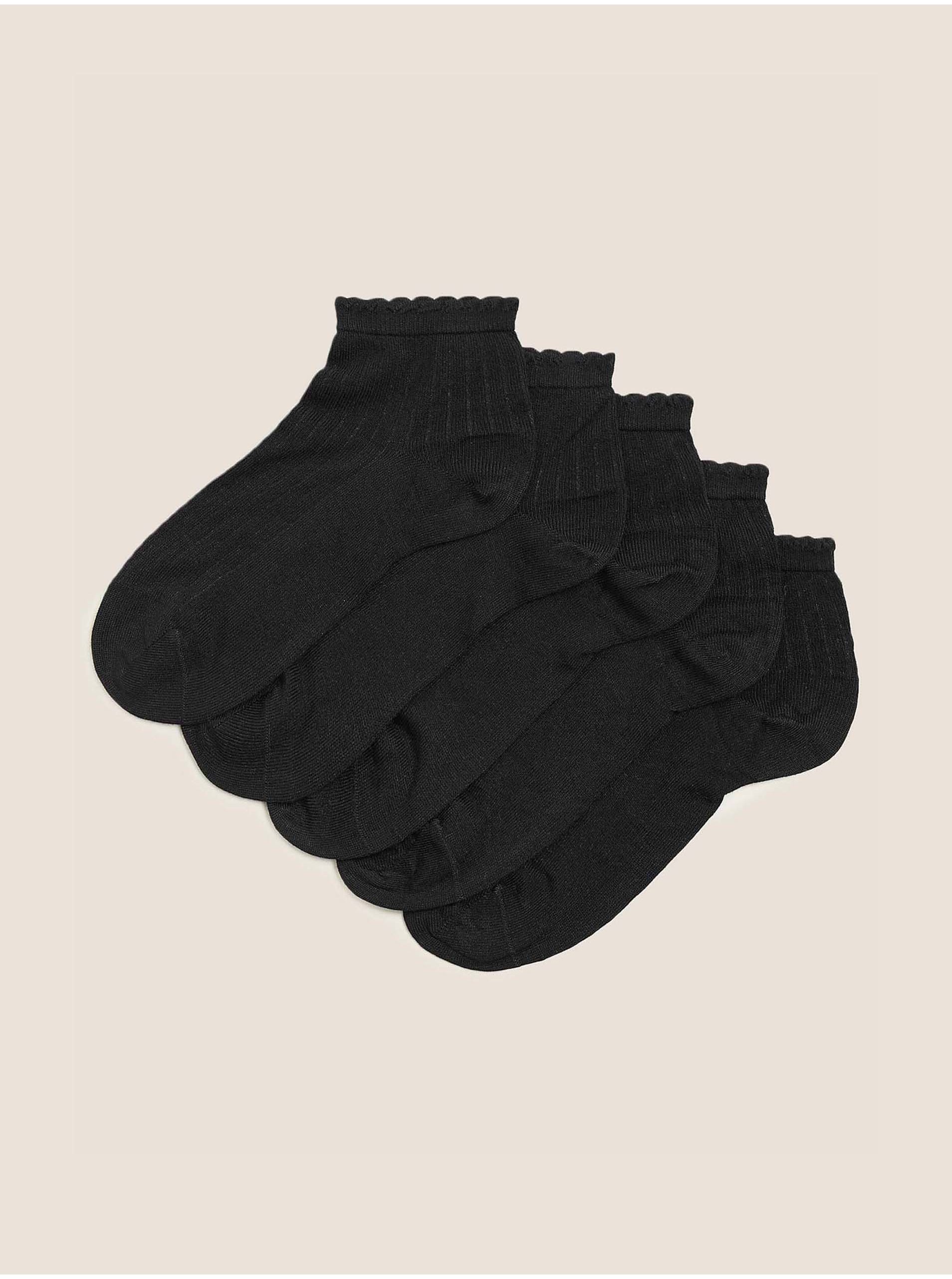 Levně 5 párů bezešvých kotníkových ponožek Marks & Spencer černá