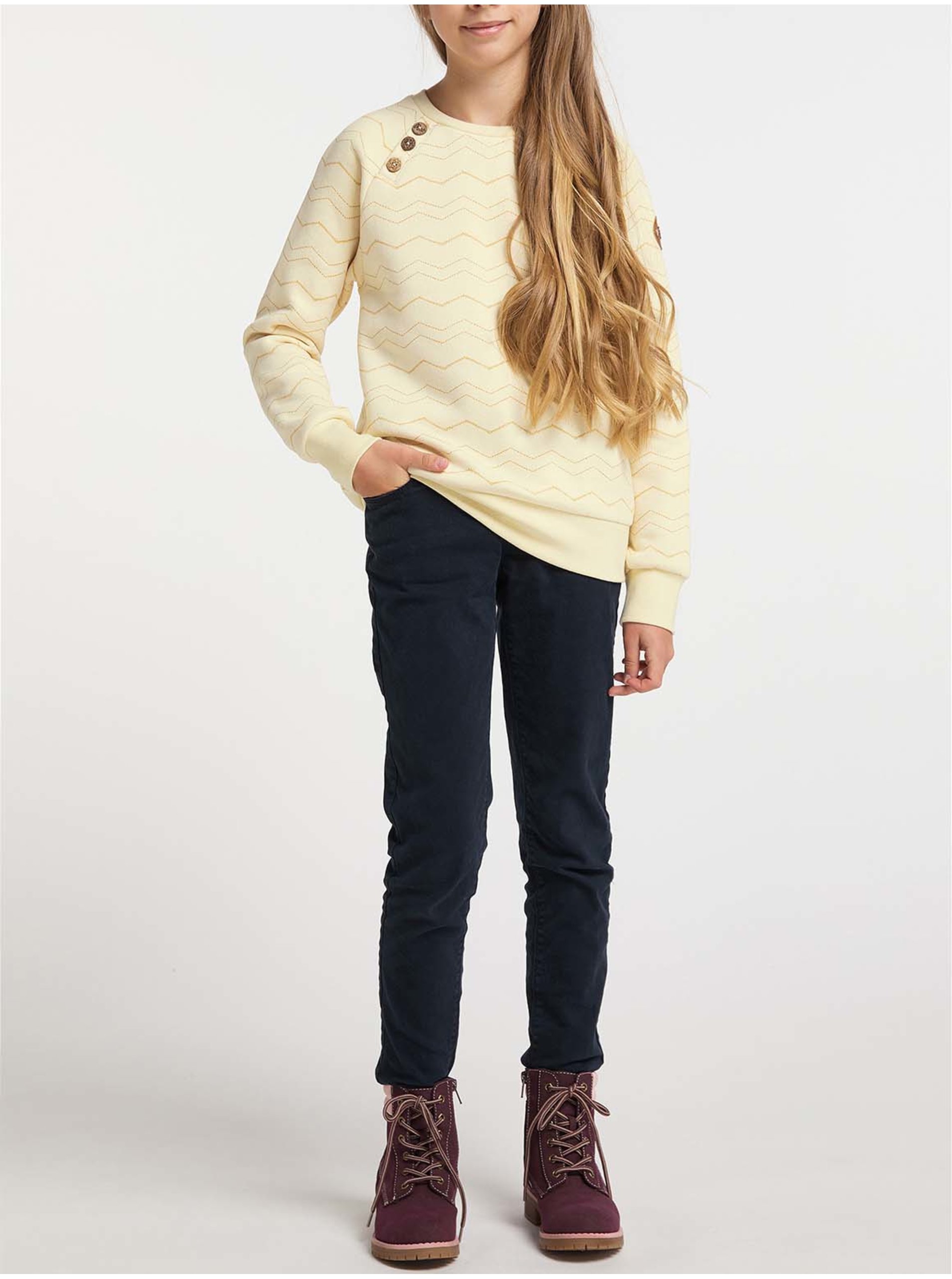 E-shop Svetložltá dievčenská vzorovaná mikina Ragwear Darinka Chevron