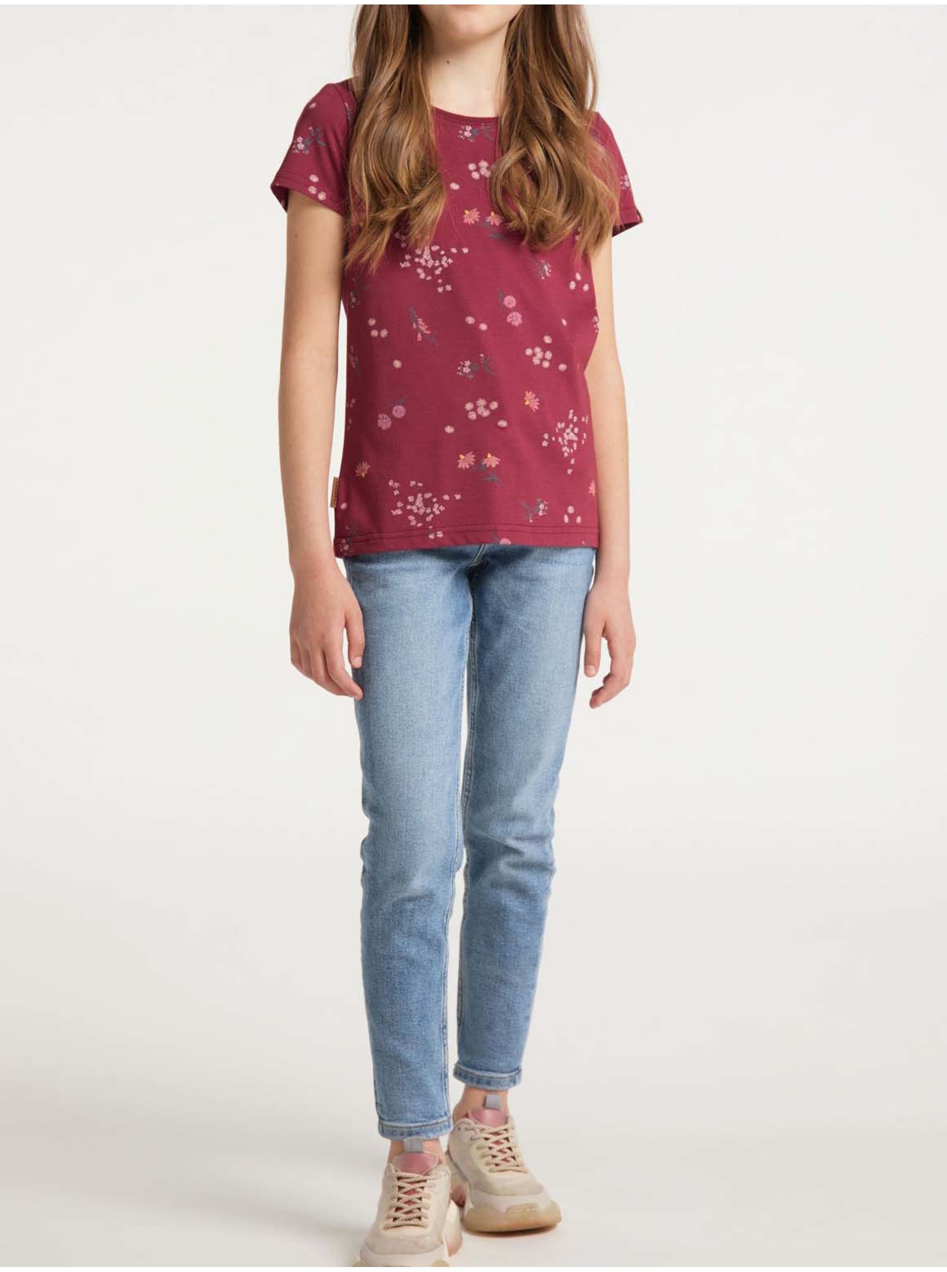 Lacno Vínové dievčenské vzorované tričko Ragwear Violka