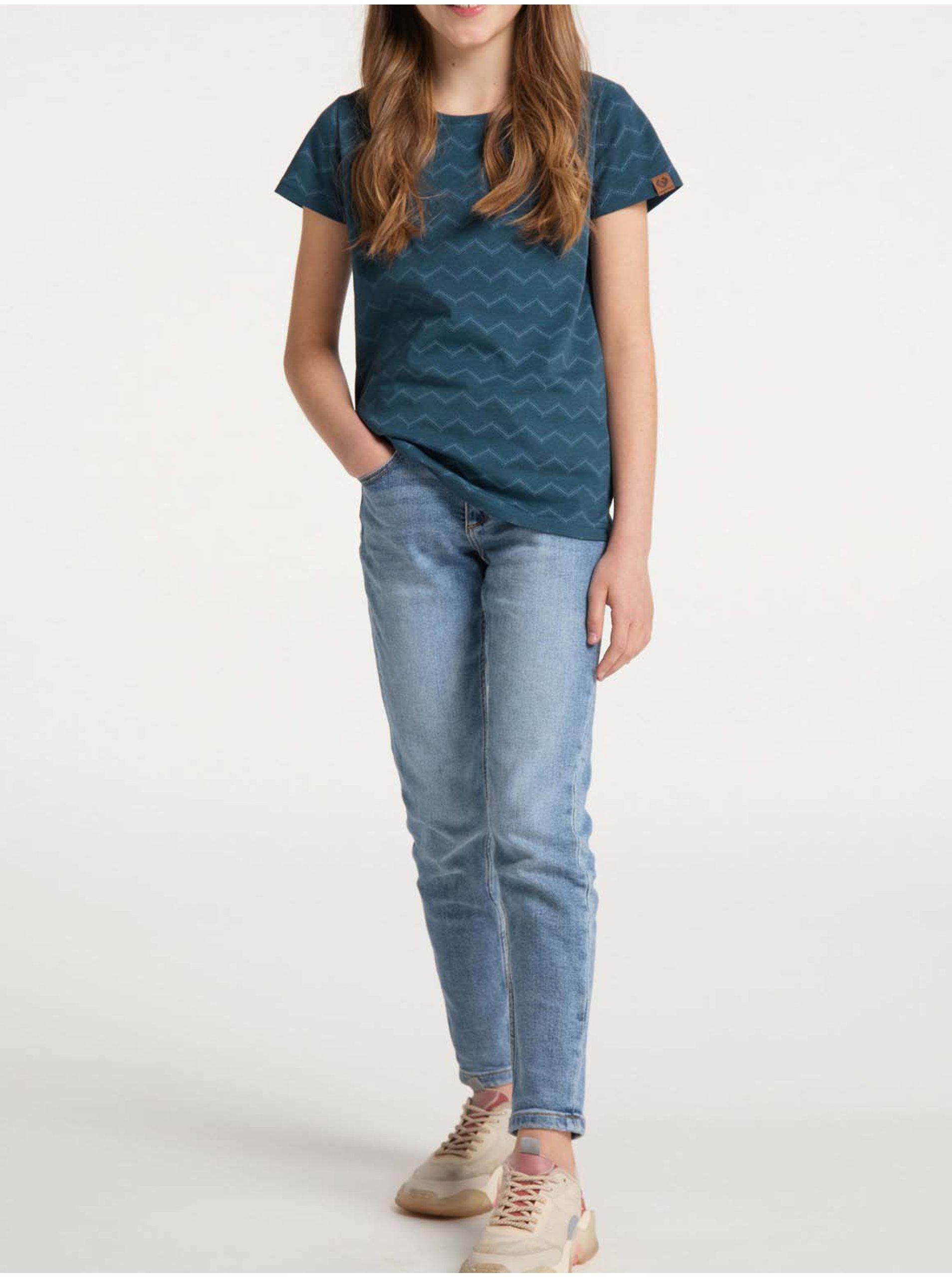 Lacno Tmavomodré dievčenské vzorované tričko Ragwear Violka Chevron