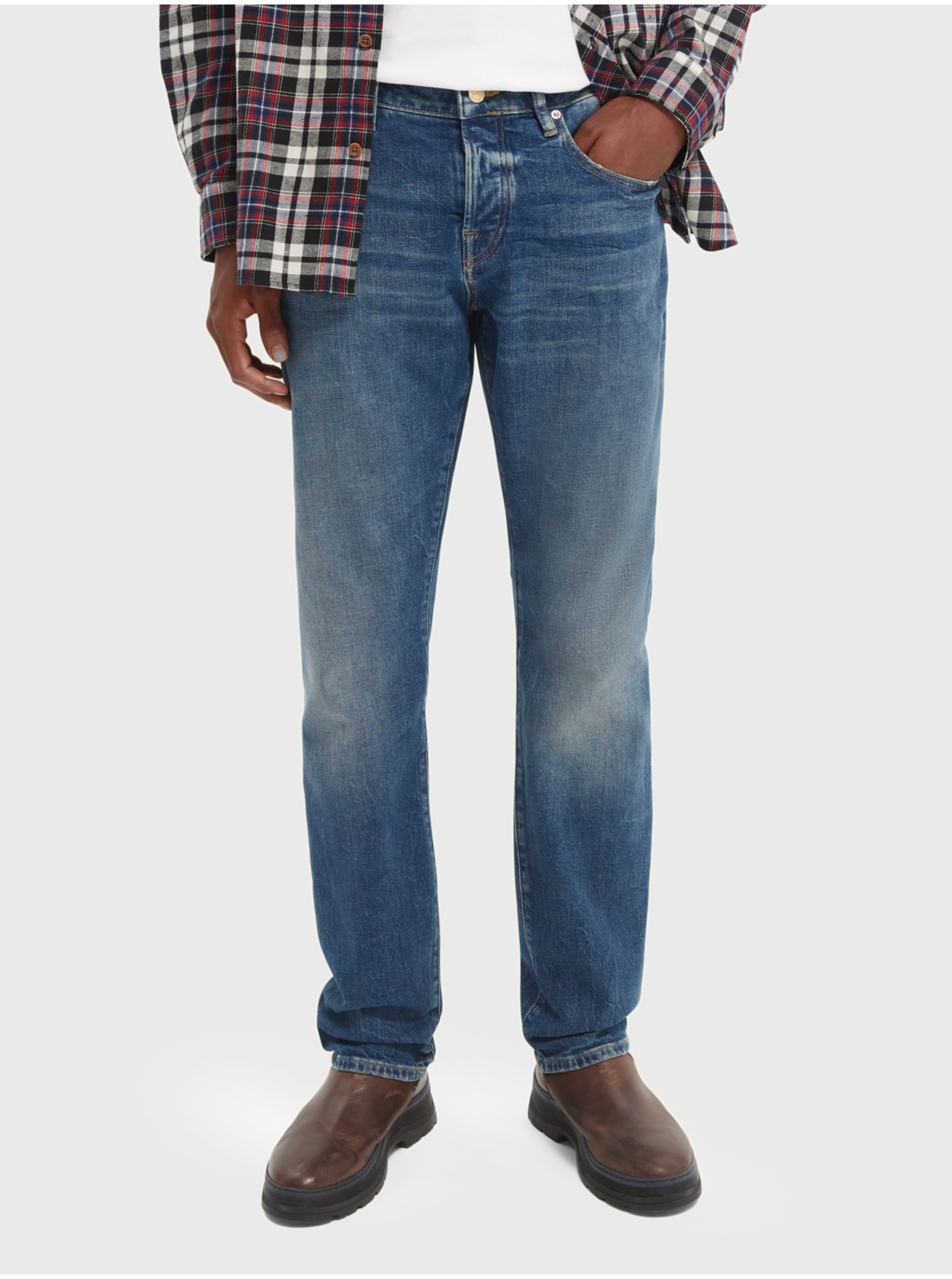 Lacno Modré pánske straight fit rifle Scotch & Soda