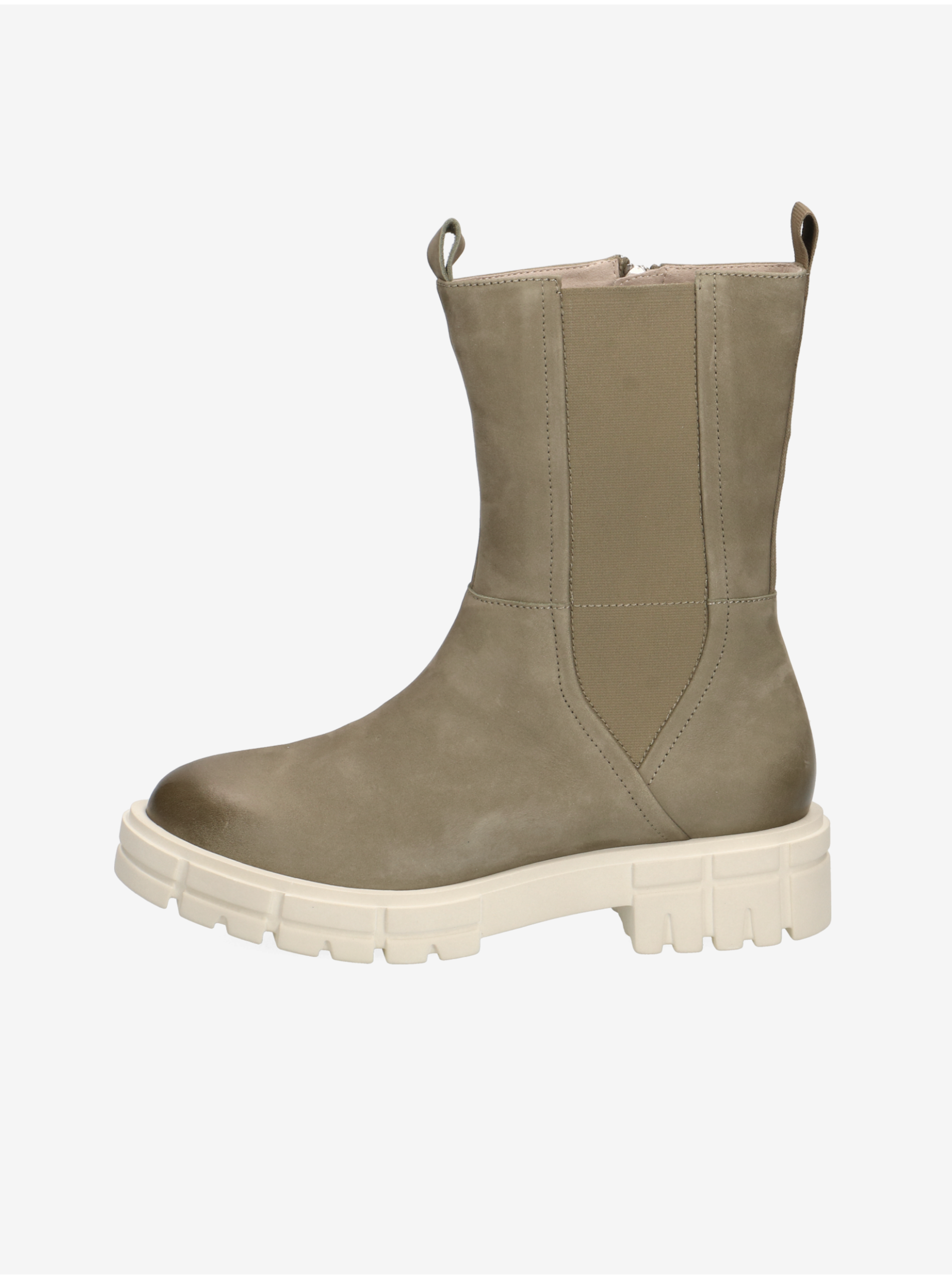 E-shop Khaki dámské kožené kotníkové boty Caprice