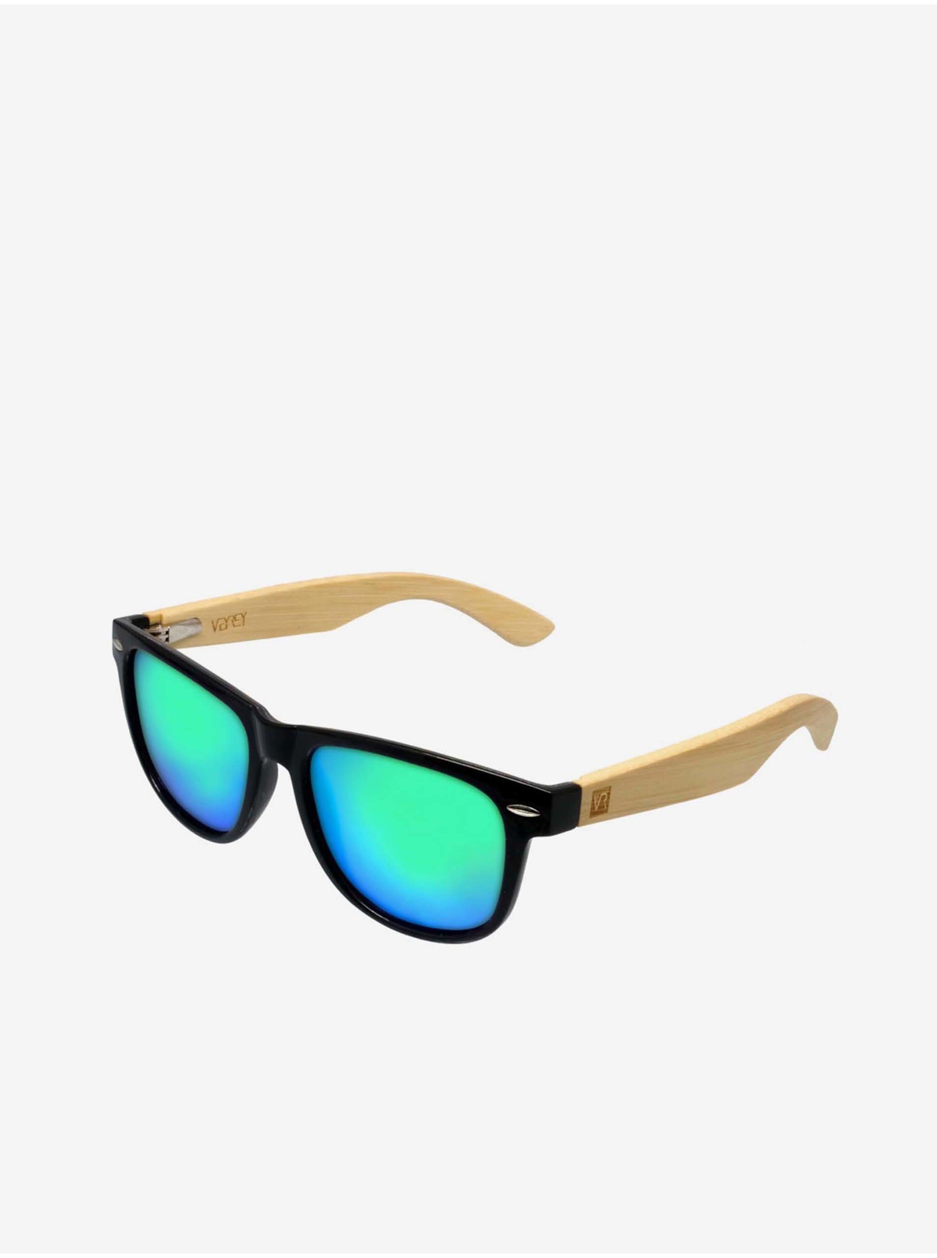 E-shop VeyRey Dřevěné polarizační sluneční brýle hranaté Conifer zelená skla