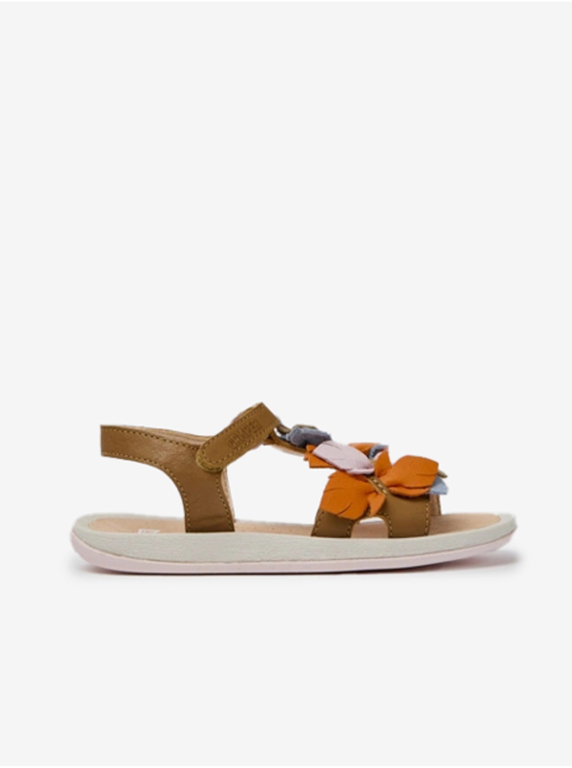 Levně Hnědé holčičí kožené sandály Camper