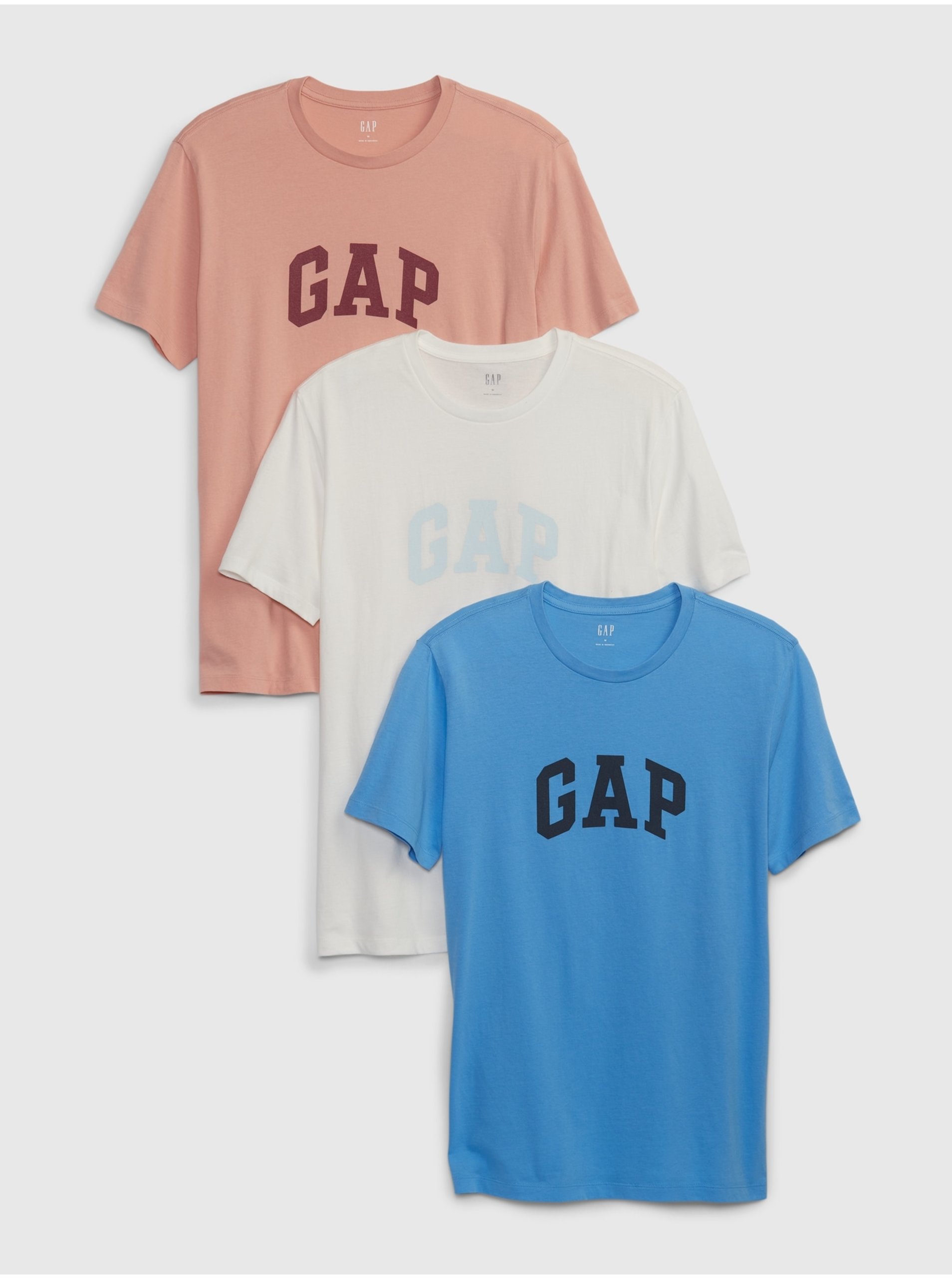 Levně Barevné pánské tričko s logem GAP, 3ks