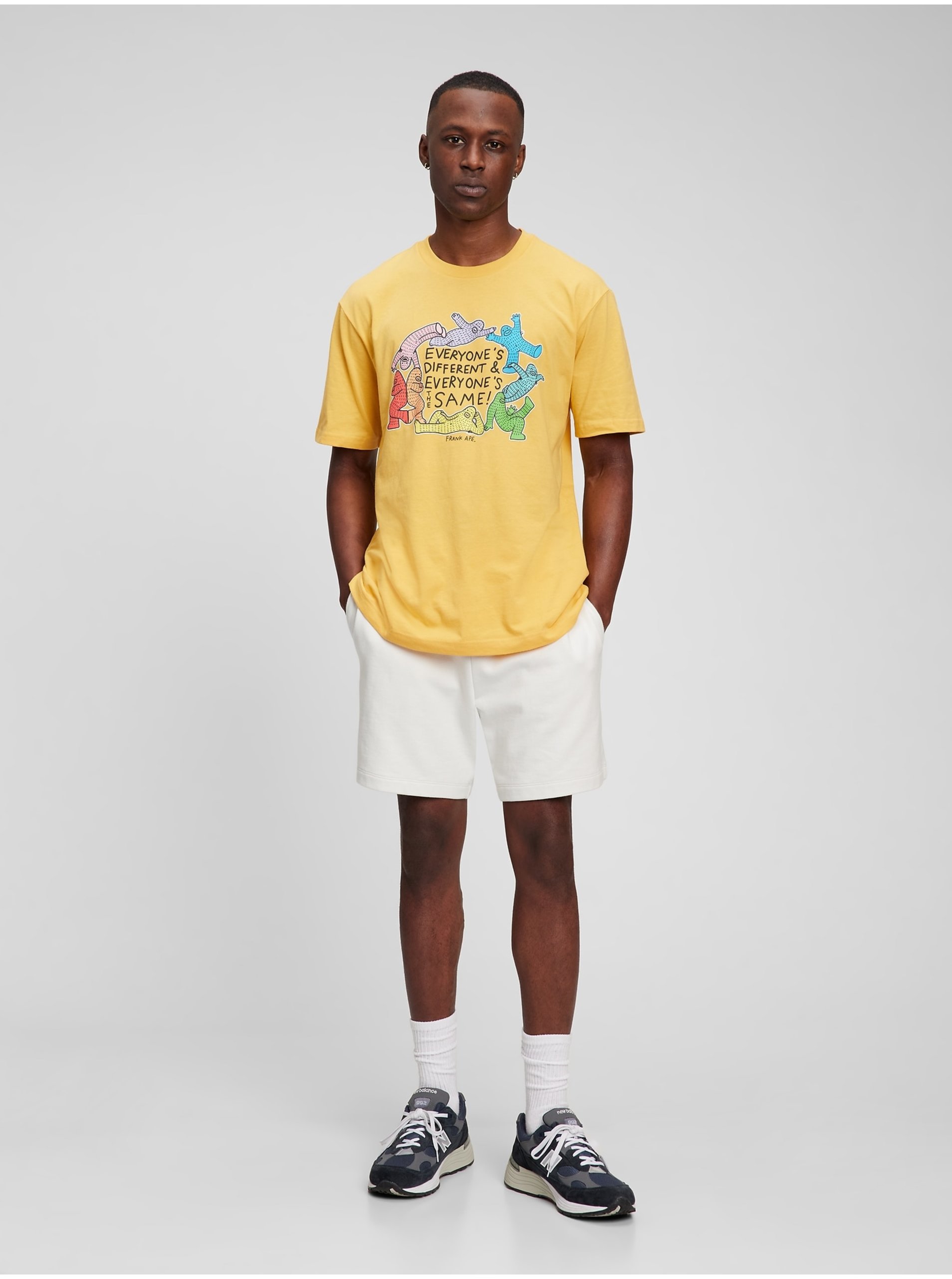 Lacno Žlté pánske tričko s logom GAP x Frank Ape