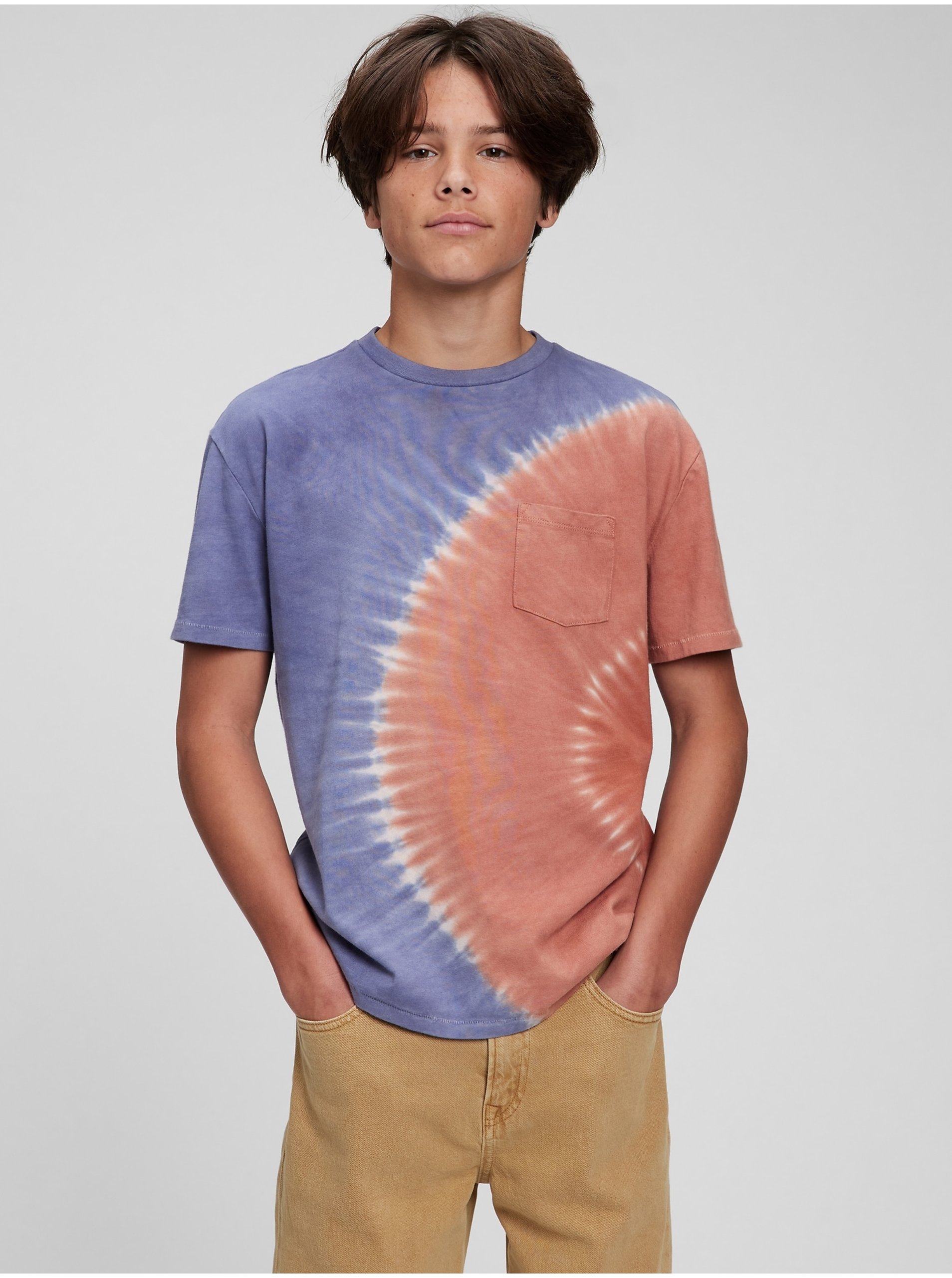 E-shop Modré klučičí tričko GAP Teen organic batika