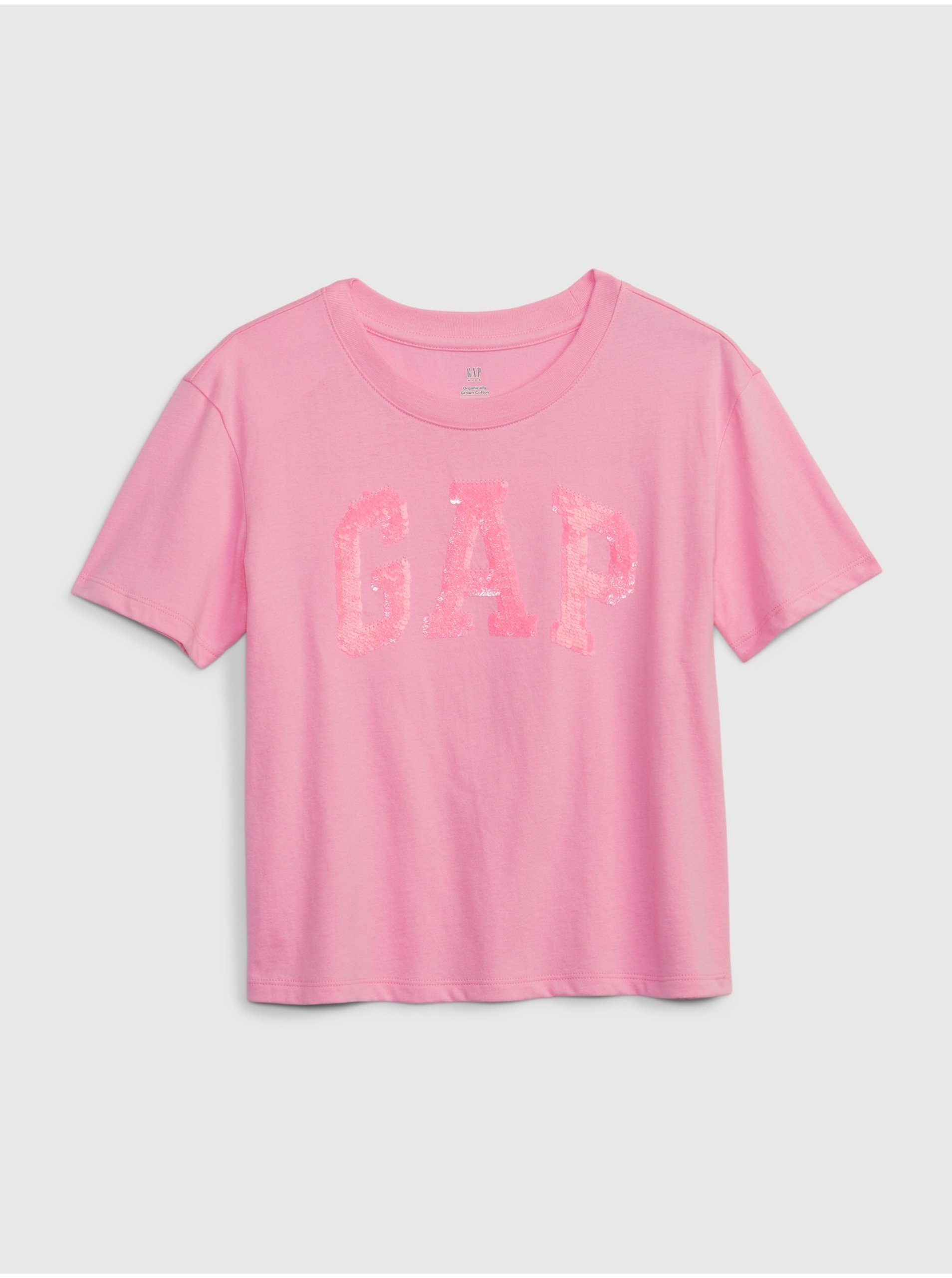 Lacno Ružové dievčenské tričko organic logo GAP