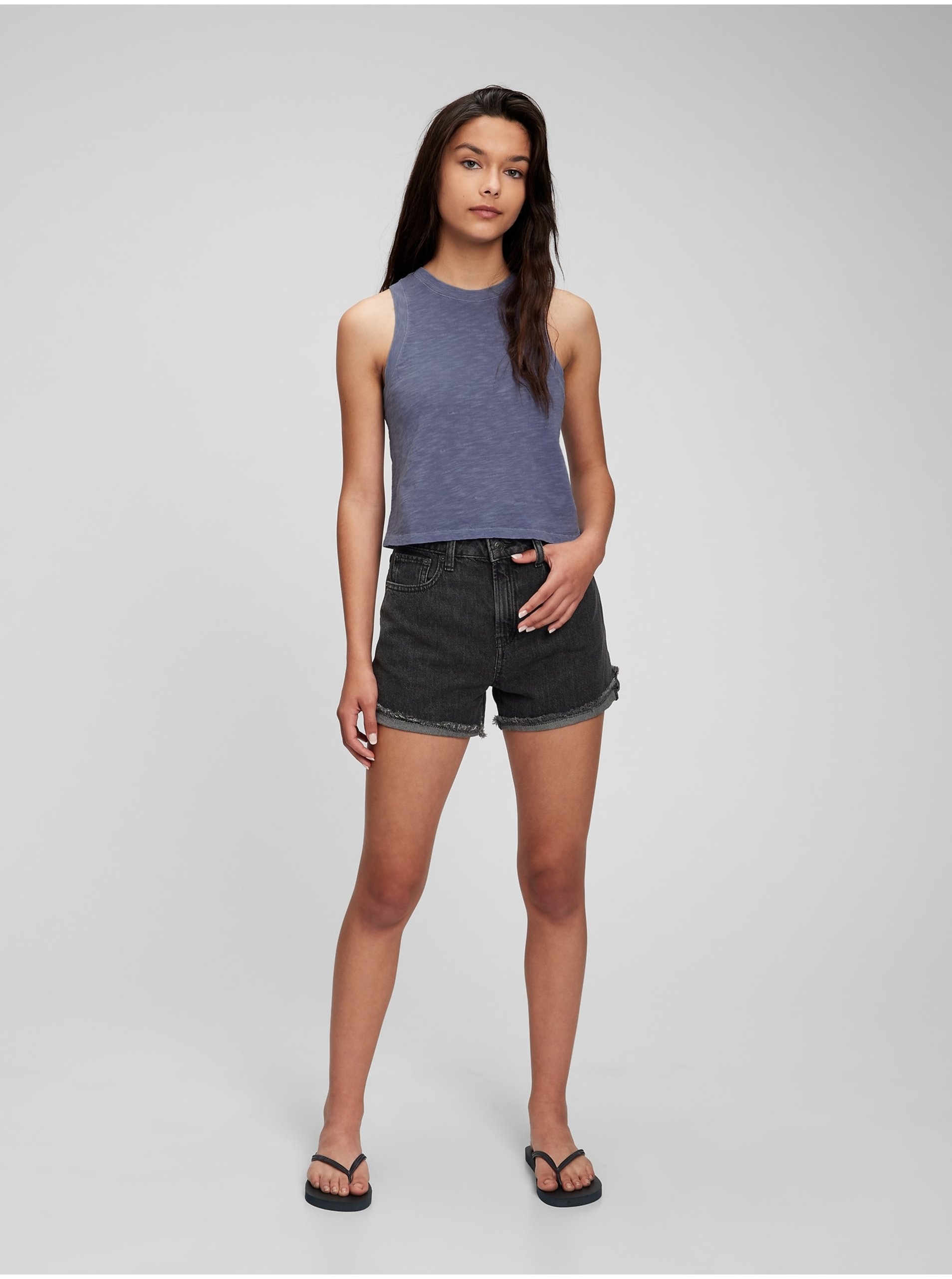 E-shop Modré dievčenské tielko Teen z organickej bavlny GAP