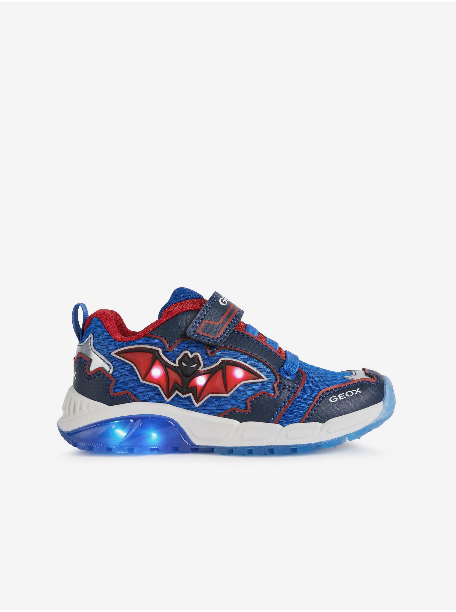 Lacno Červeno-modré chlapčenské topánky so svietiacou podrážkou Geox Spaziale