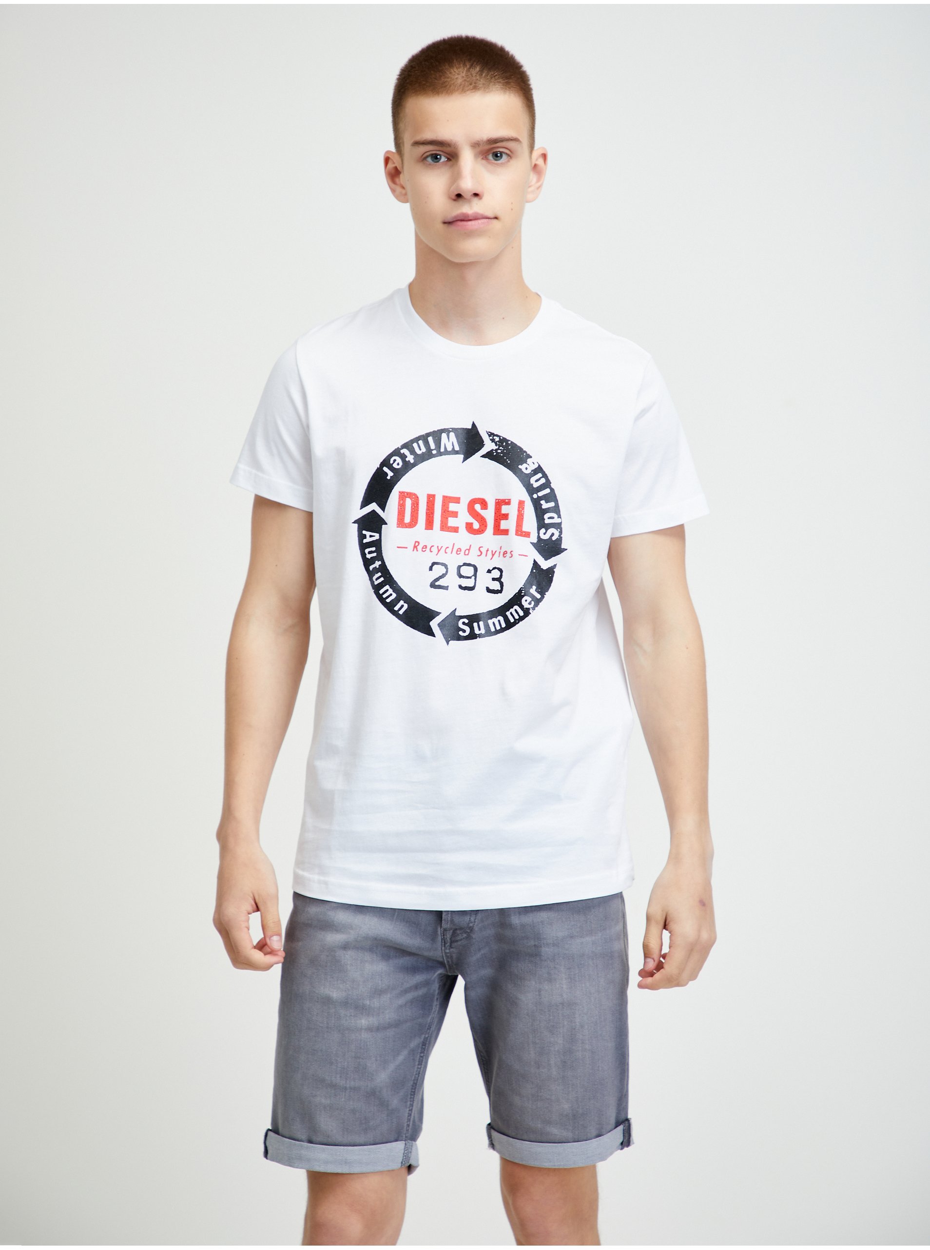 Levně Bílé pánské tričko Diesel Diego