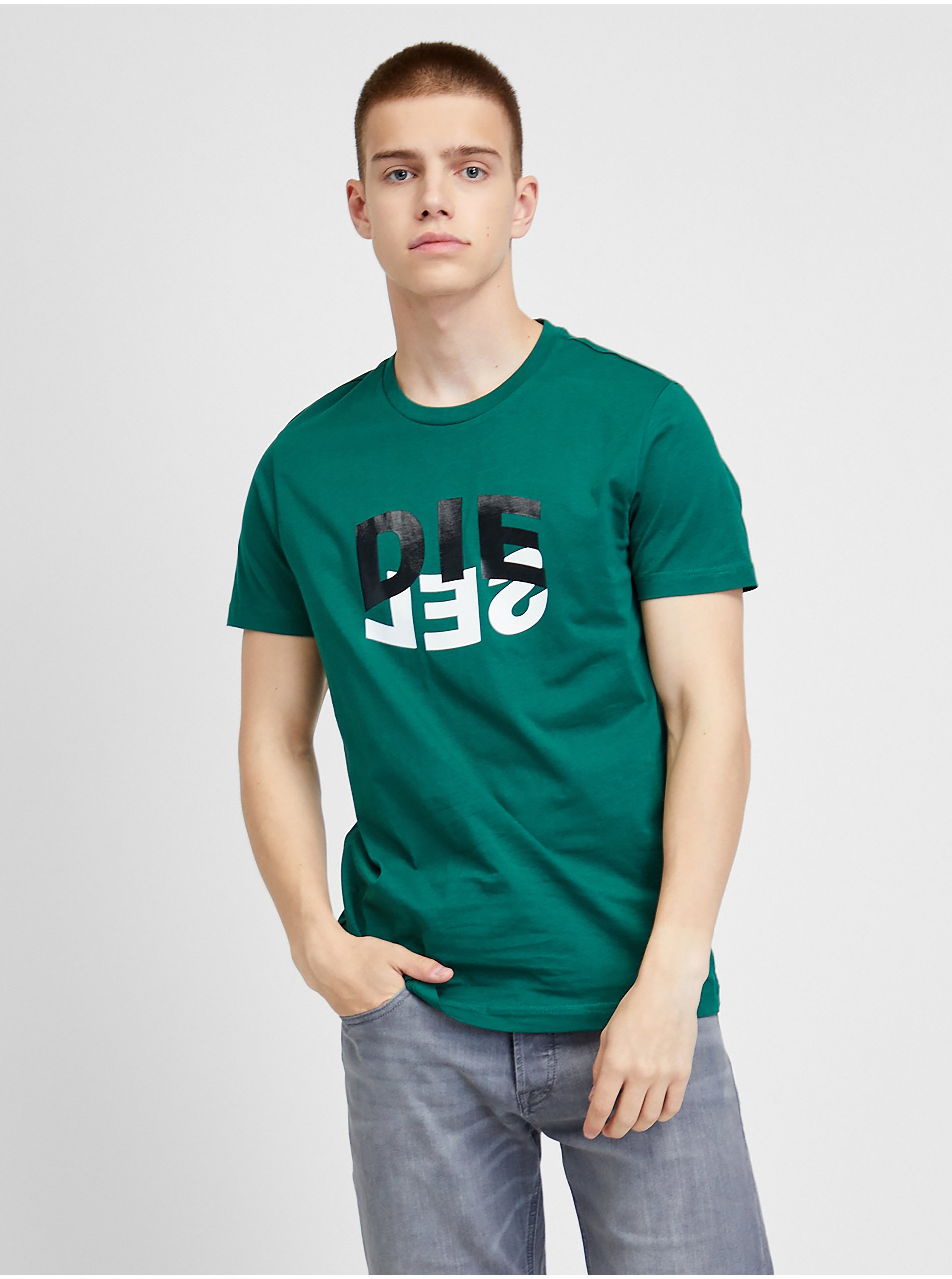 Levně Zelené pánské tričko Diesel Diegos