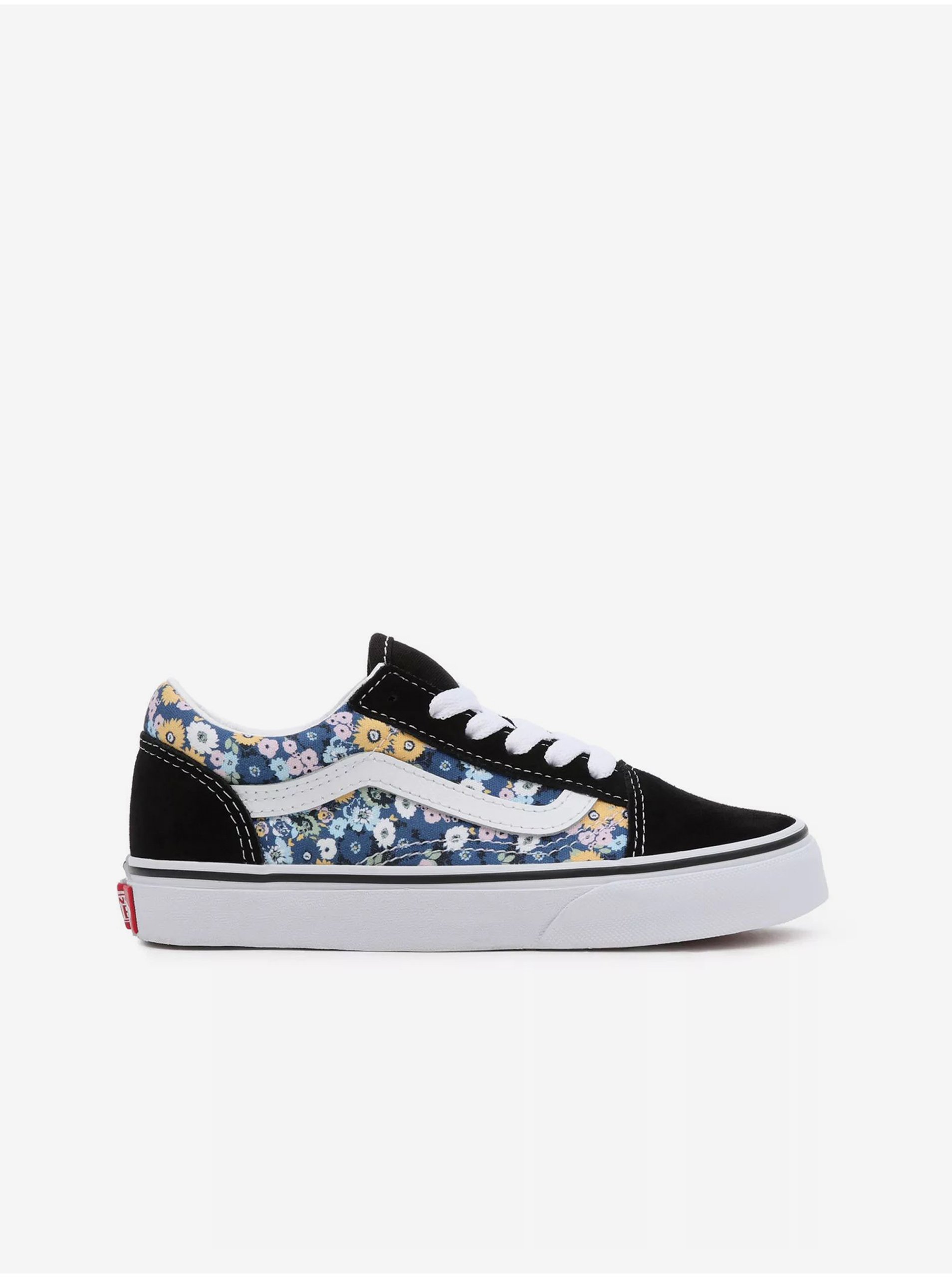 Lacno Čierno-modré dievčenské kvetované semišové tenisky VANS Floral