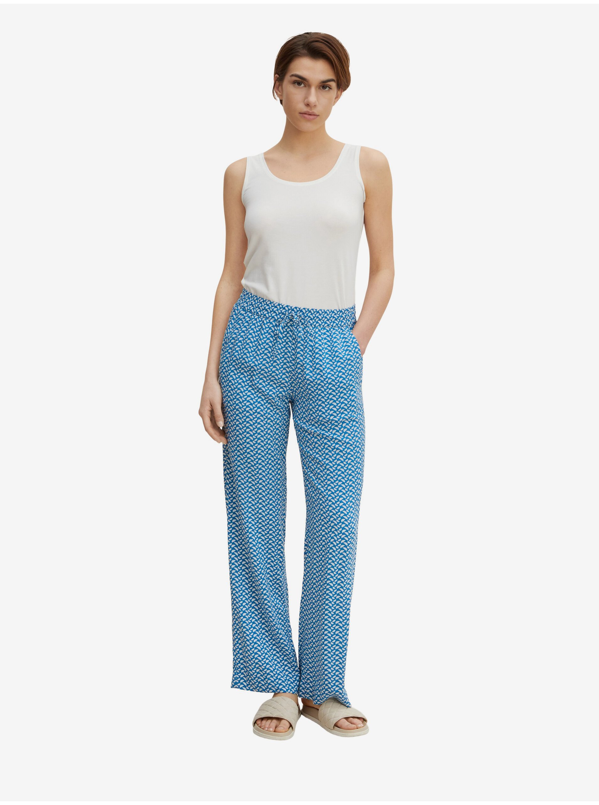 E-shop Modré dámské vzorované kalhoty Tom Tailor
