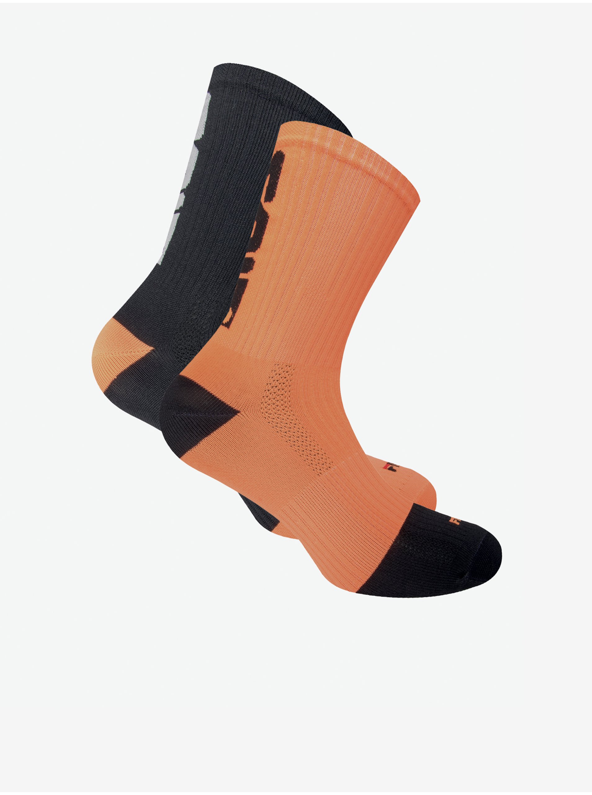 Levně Sada dvou párů běžeckých ponožek v oranžové a černé barvě FILA