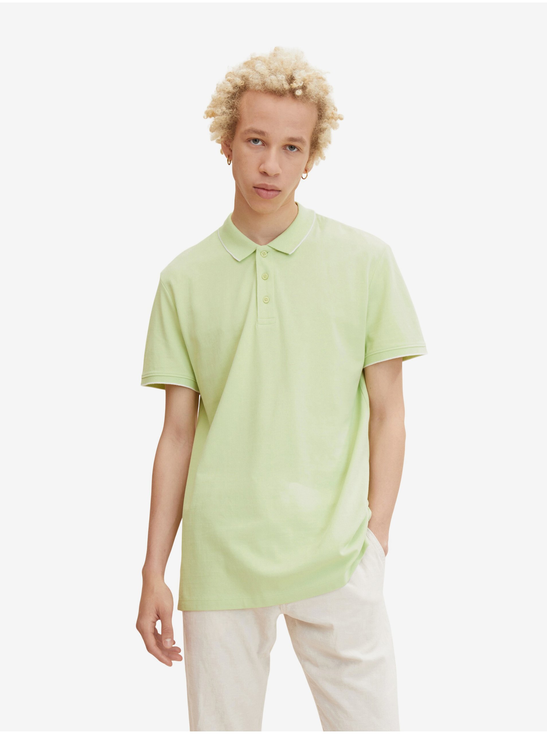 Levně Světle zelené polo tričko Tom Tailor Denim