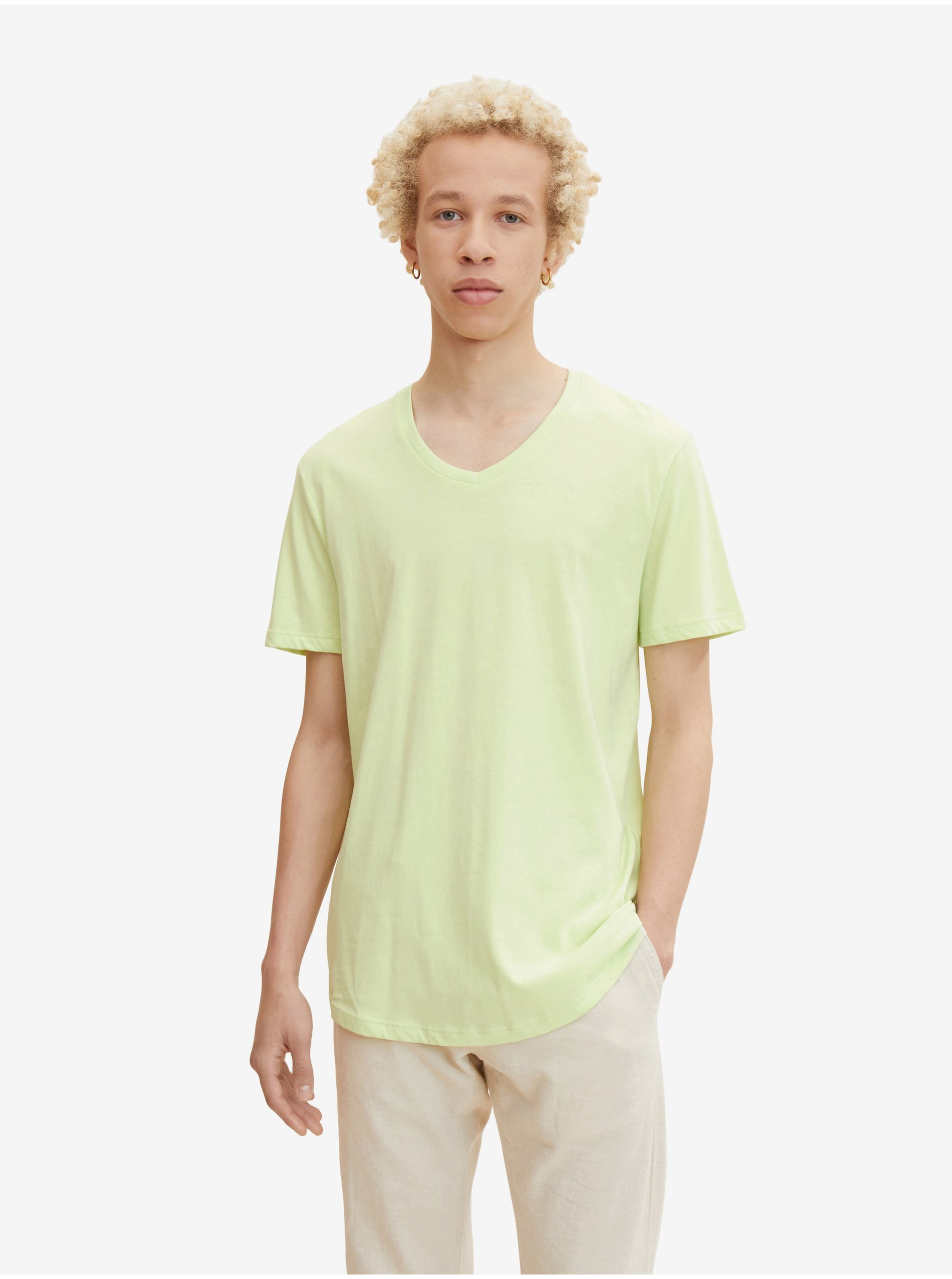 Levně Světle zelené pánské basic tričko Tom Tailor Denim