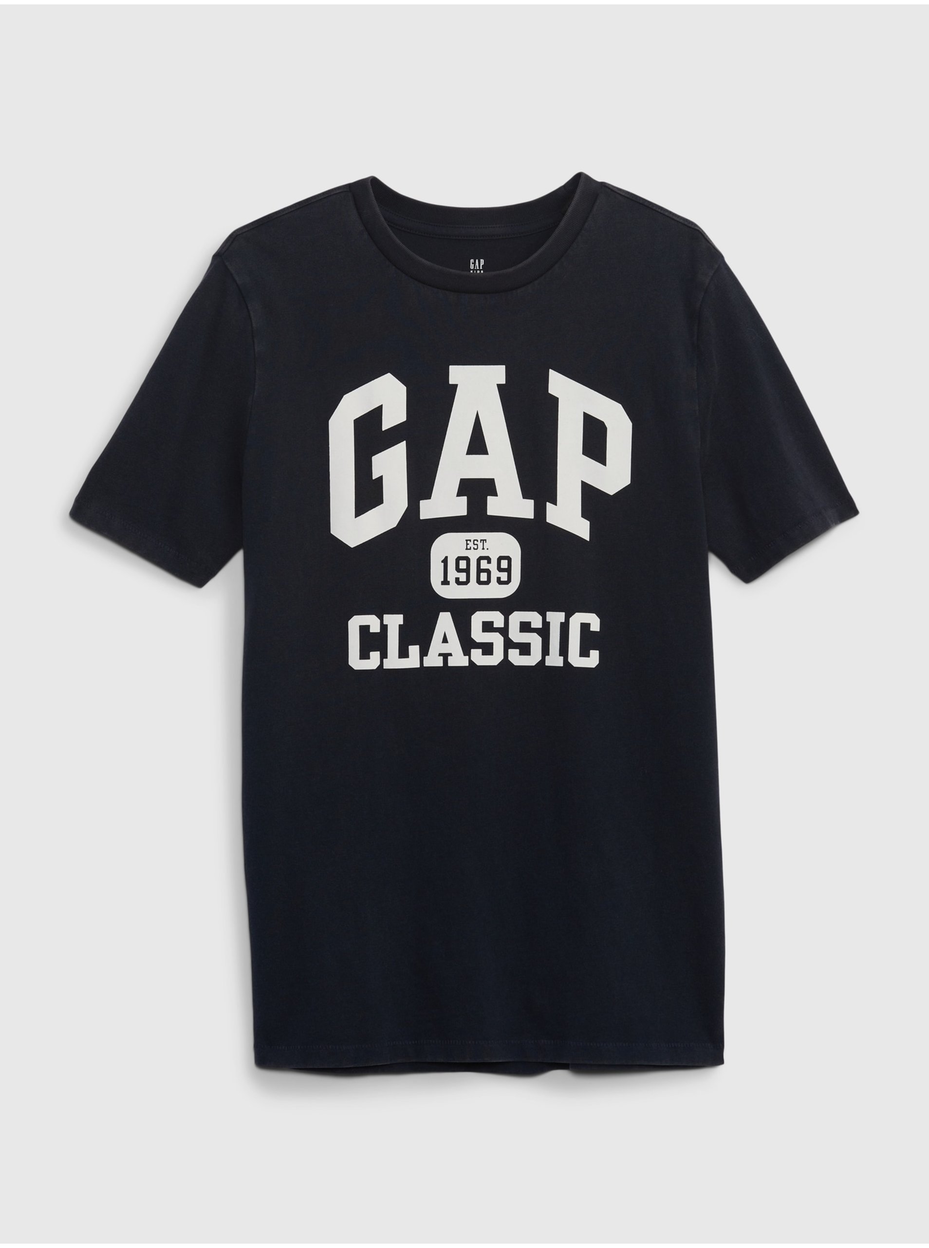 Lacno Tmavomodré chlapčenské tričko organic s logom GAP