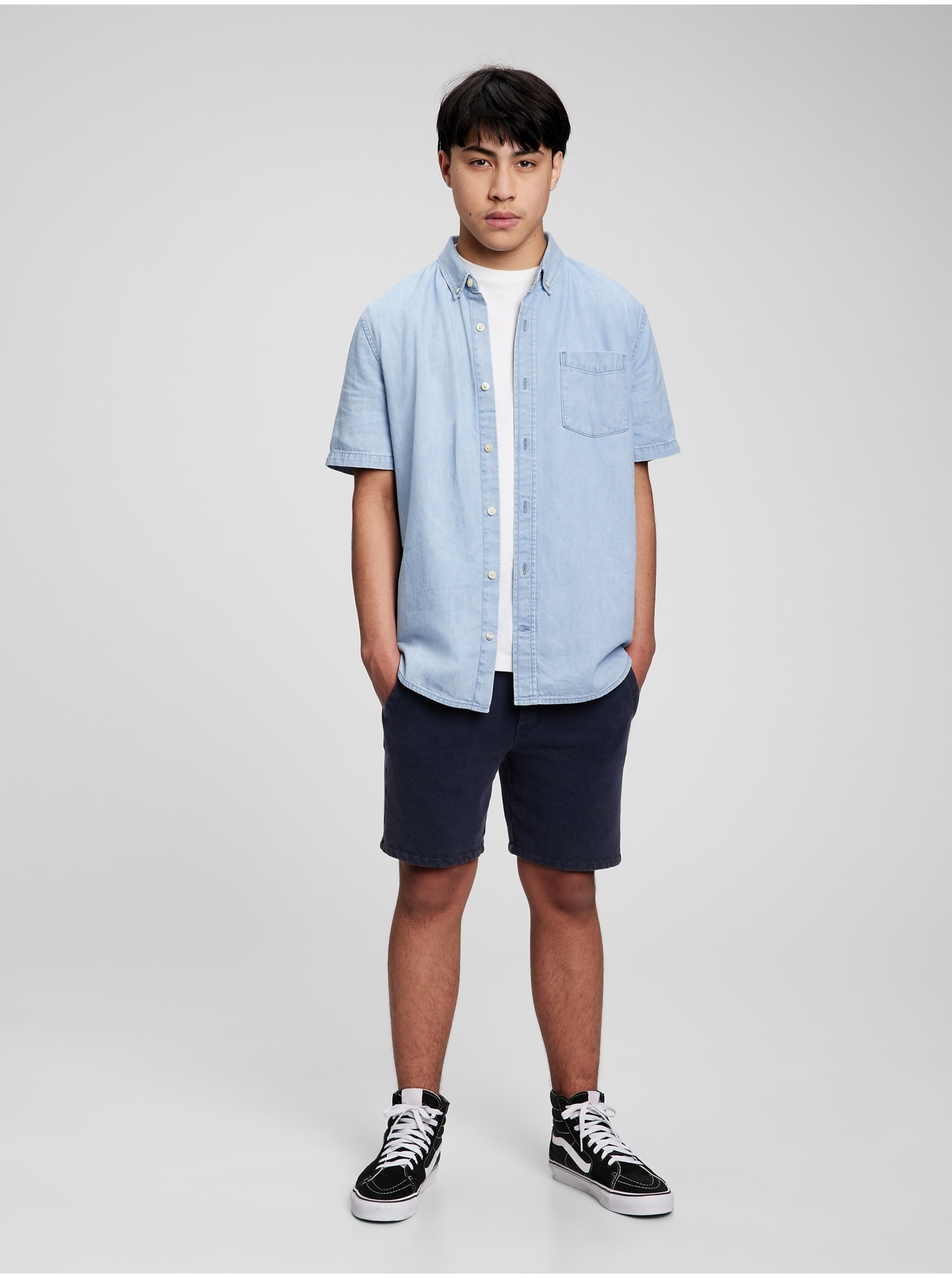 E-shop Modrá klučičí džínová košile Teen Washwell GAP