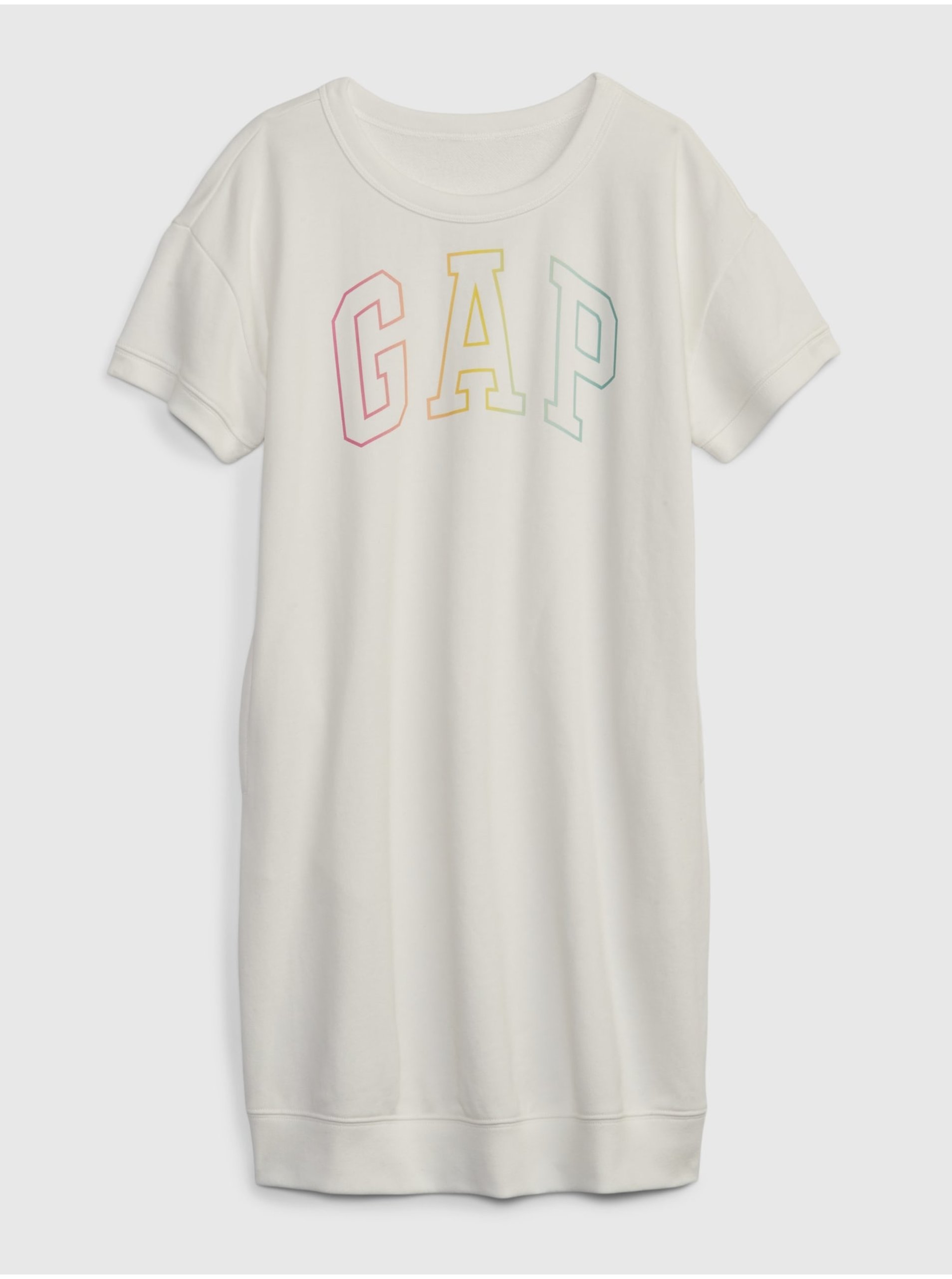 Lacno Biele dievčenské tričkové šaty s logom GAP