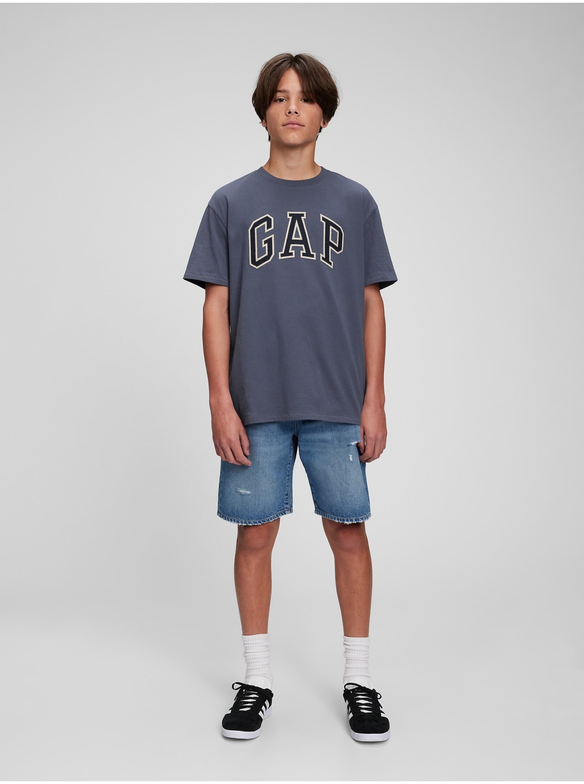 Lacno Modré chlapčenské tričko Teen organic logo GAP GAP
