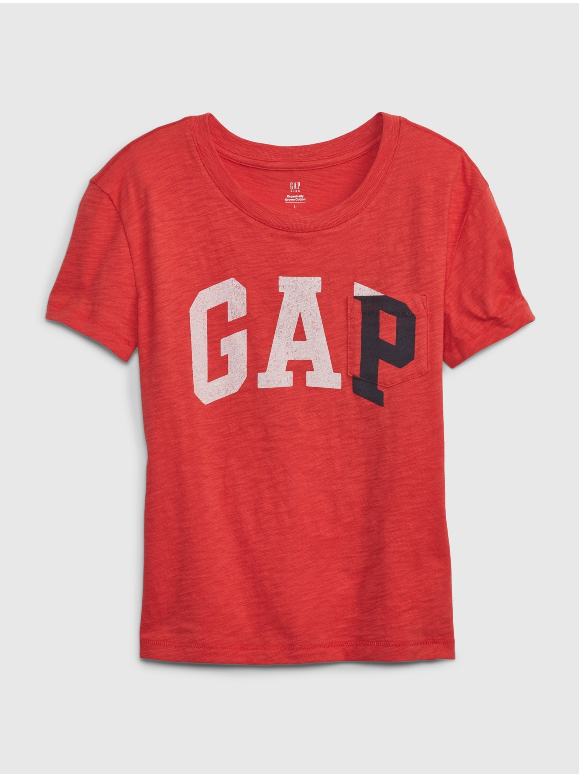 E-shop Červené dievčenské tričko organic logo GAP