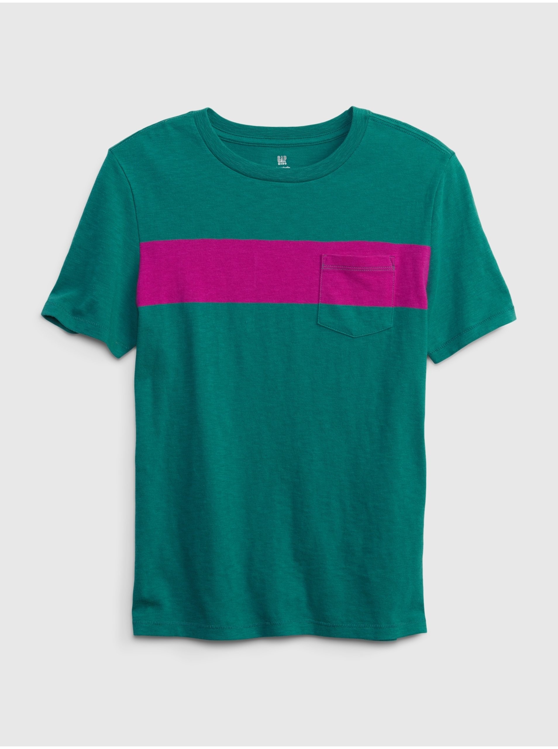Lacno Zelené chlapčenské tričko organic s vrecúškom GAP