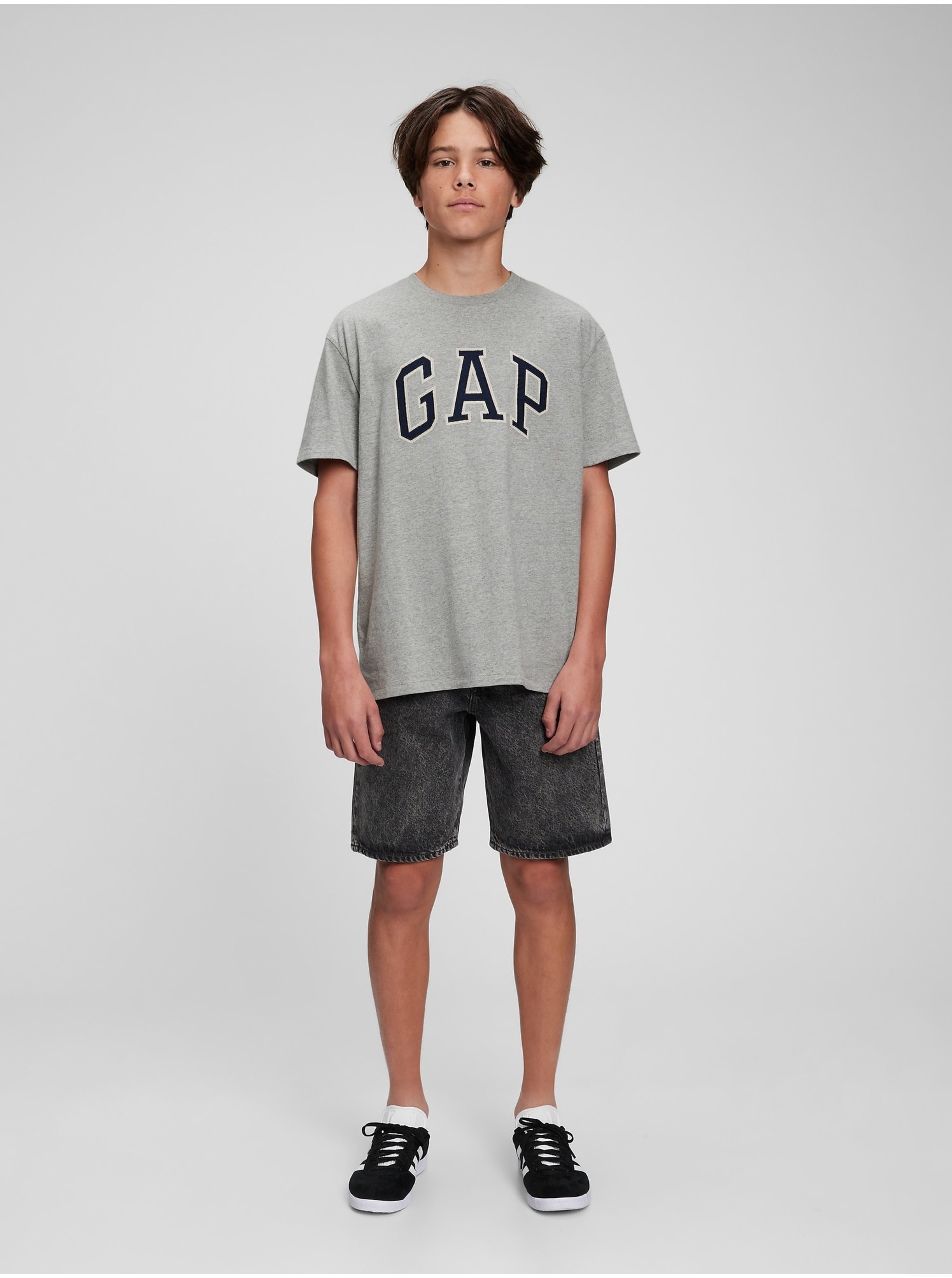 Lacno Šedé chlapčenské tričko Teen organic logo GAP GAP
