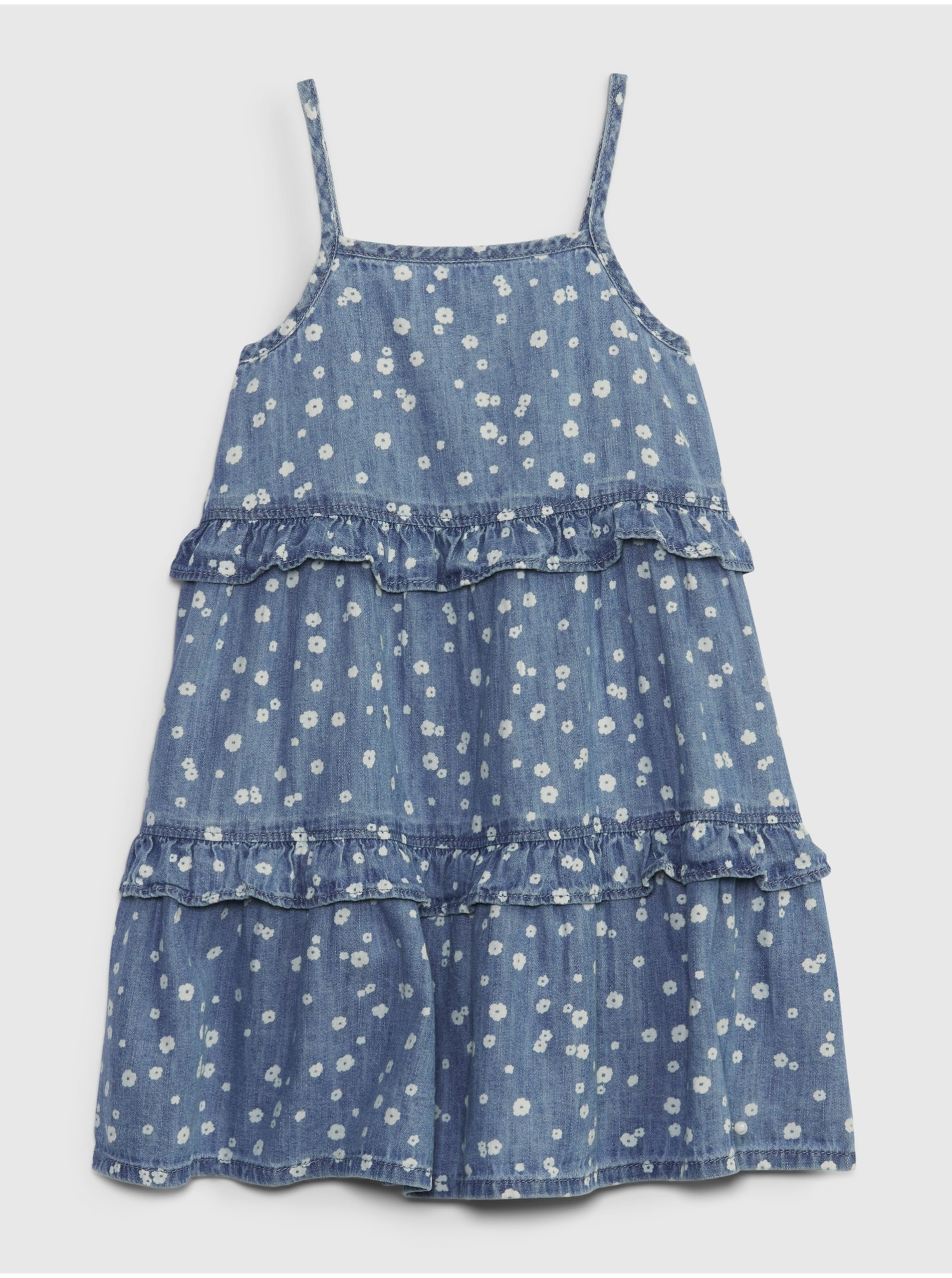 Lacno Modré dievčenské rifľové šaty s volánmi GAP