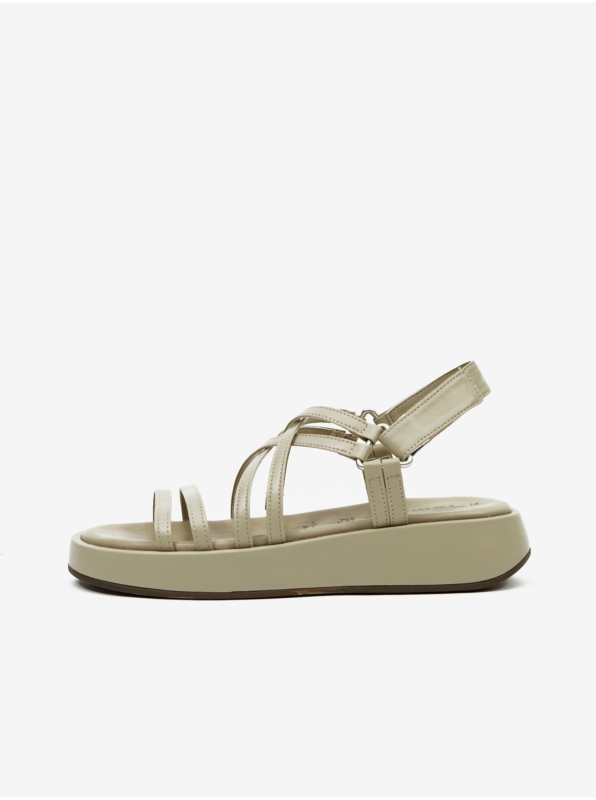 E-shop Kaki kožené sandále Tamaris