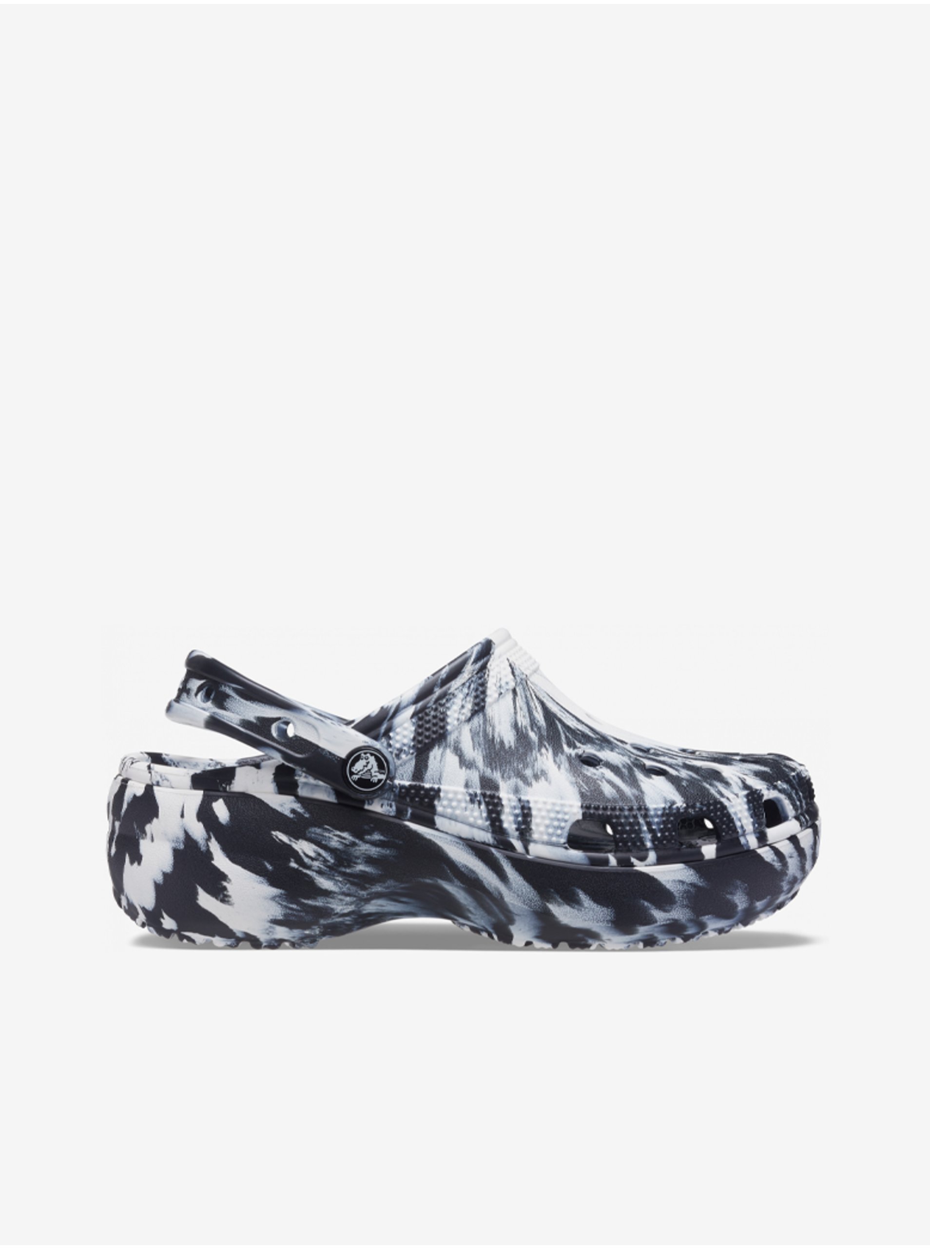 Lacno Bielo-čierne vzorované papuče Crocs