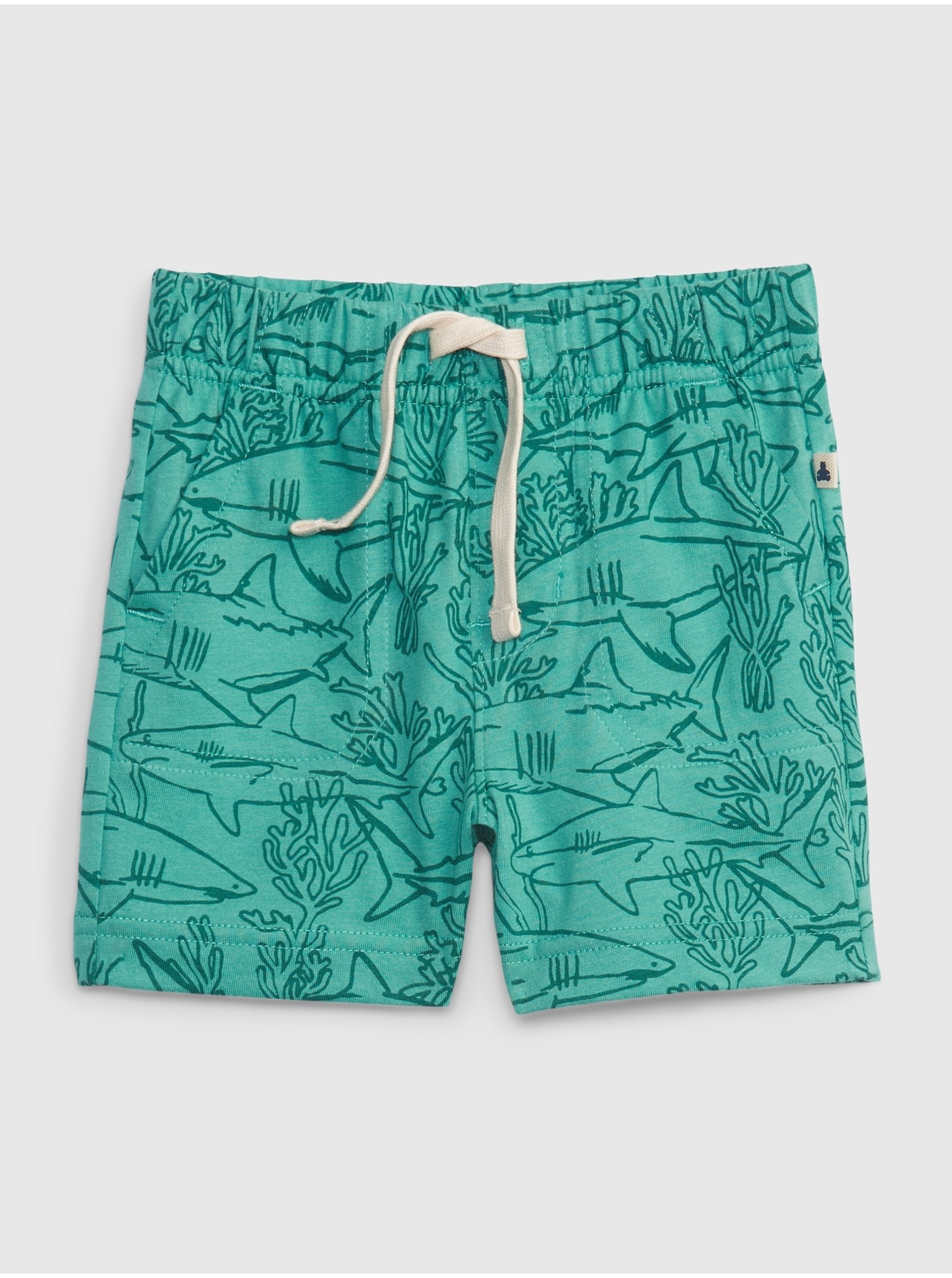 E-shop Zelené klučičí šortky s potiskem žraloka GAP