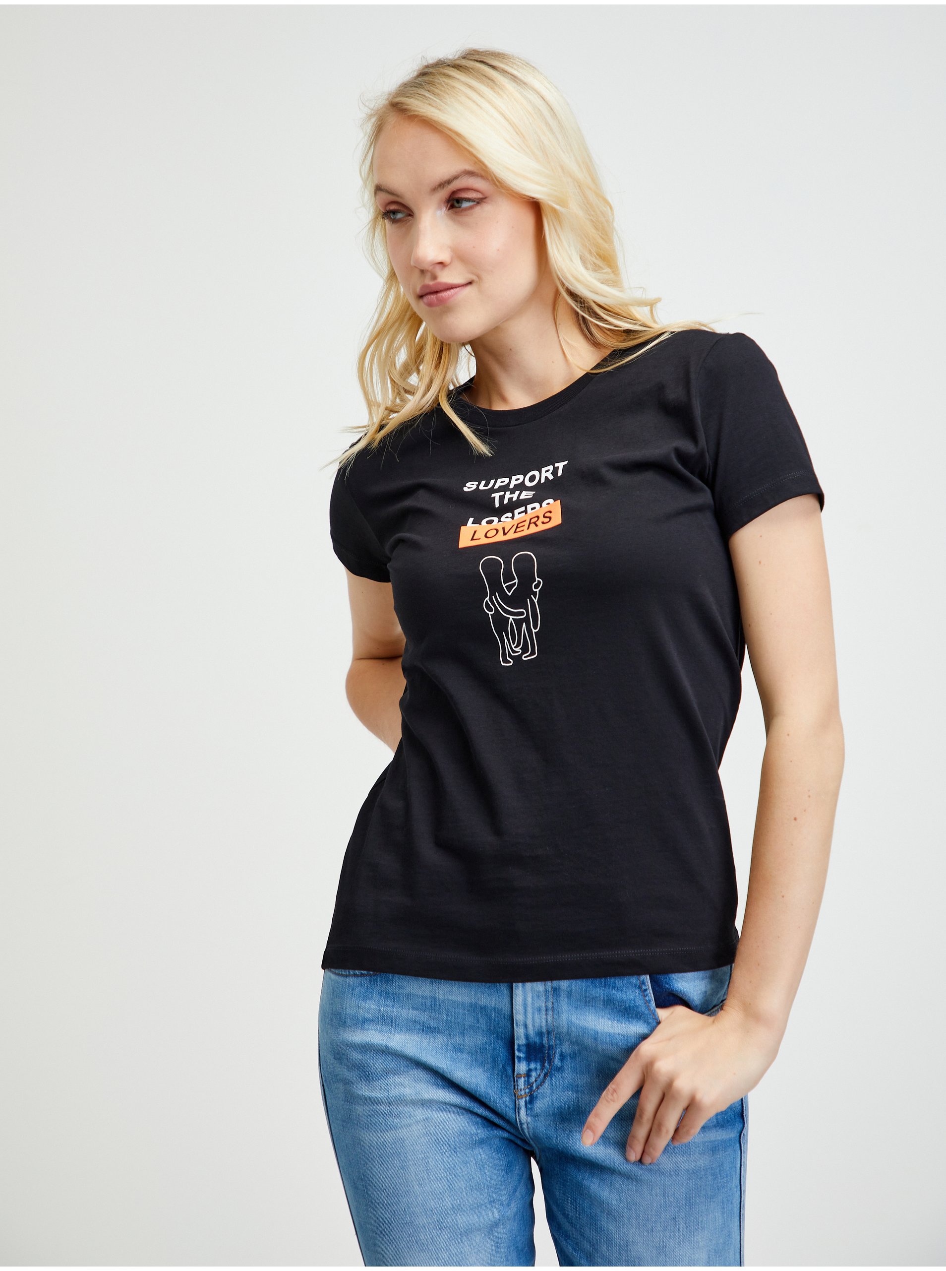 Levně Černé dámské tričko Diesel Soal