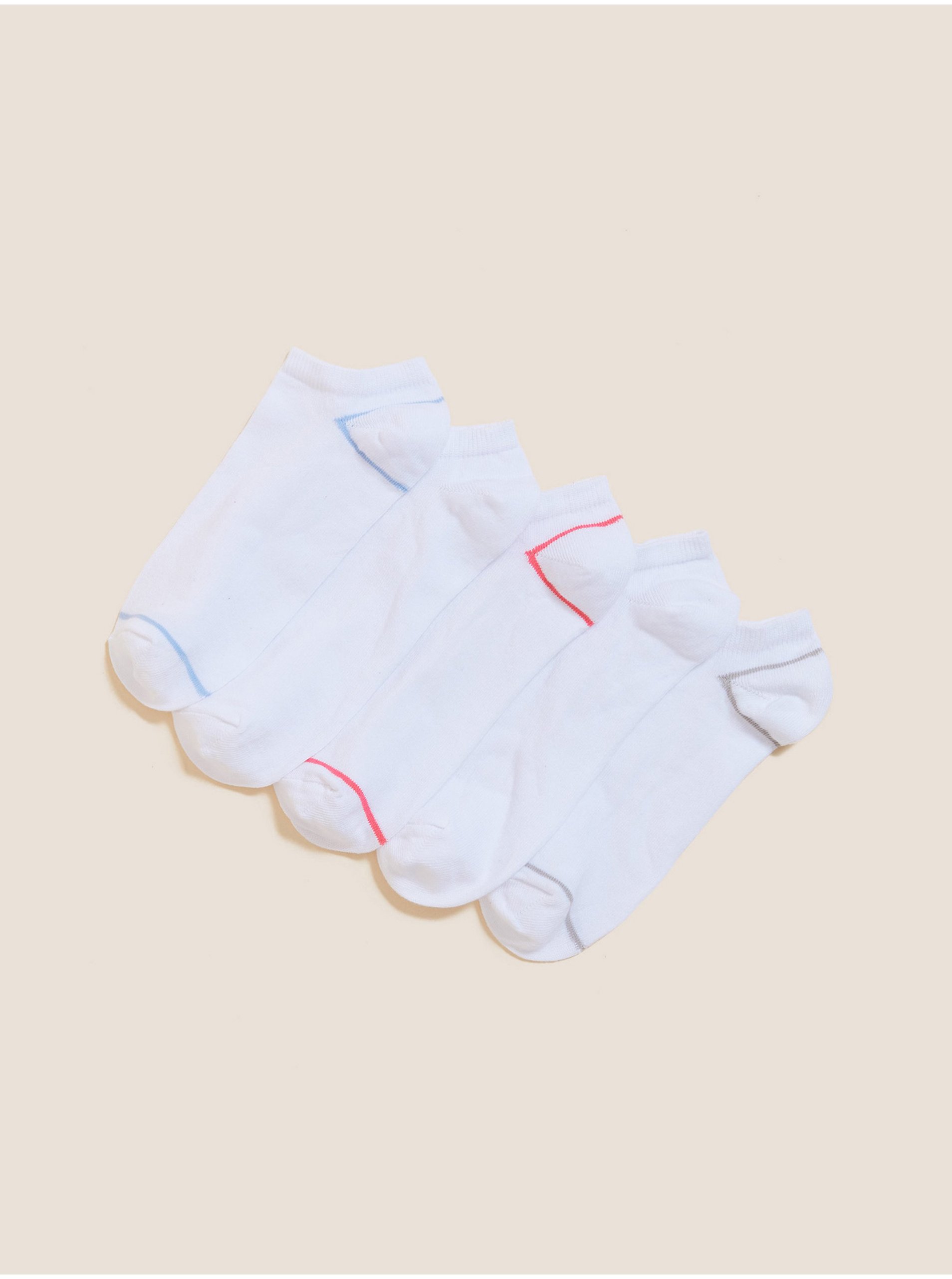 E-shop Sada pěti párů bílých dámských ponožek Marks & Spencer