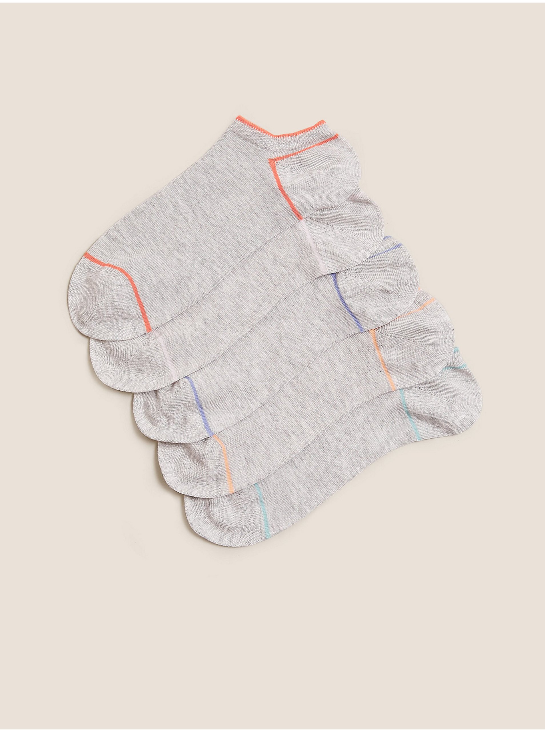 Levně Sada pět párů šedých dámských nízkých ponožek Marks & Spencer Sumptuously Soft™