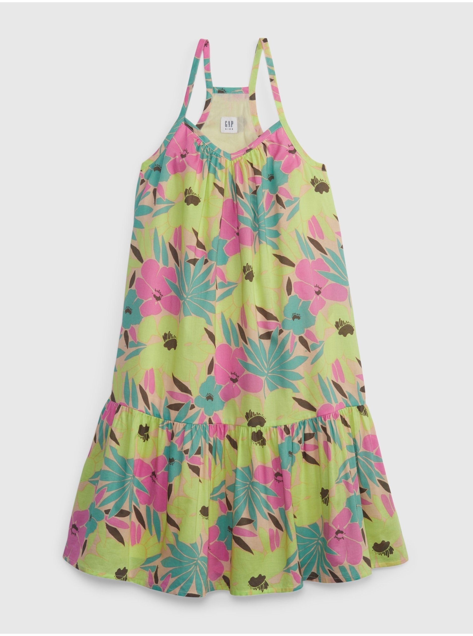 Levně Barevné holčičí šaty květované šaty na ramínka GAP