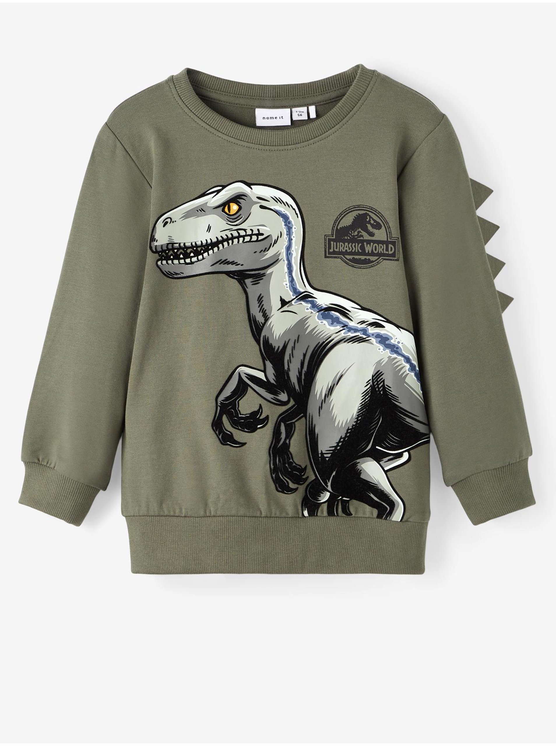 Levně Khaki klučičí mikina name it Jairi Jurassic