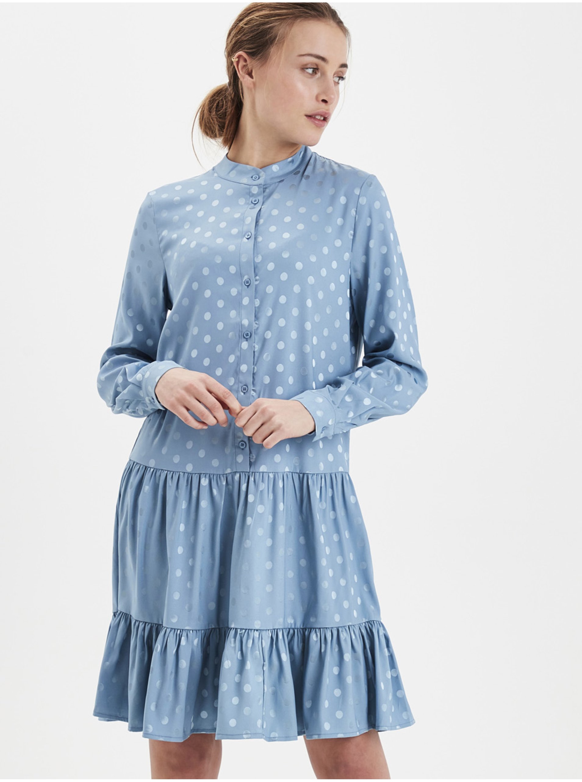 E-shop Modré dámské puntíkované šaty ICHI Ixstripy DR