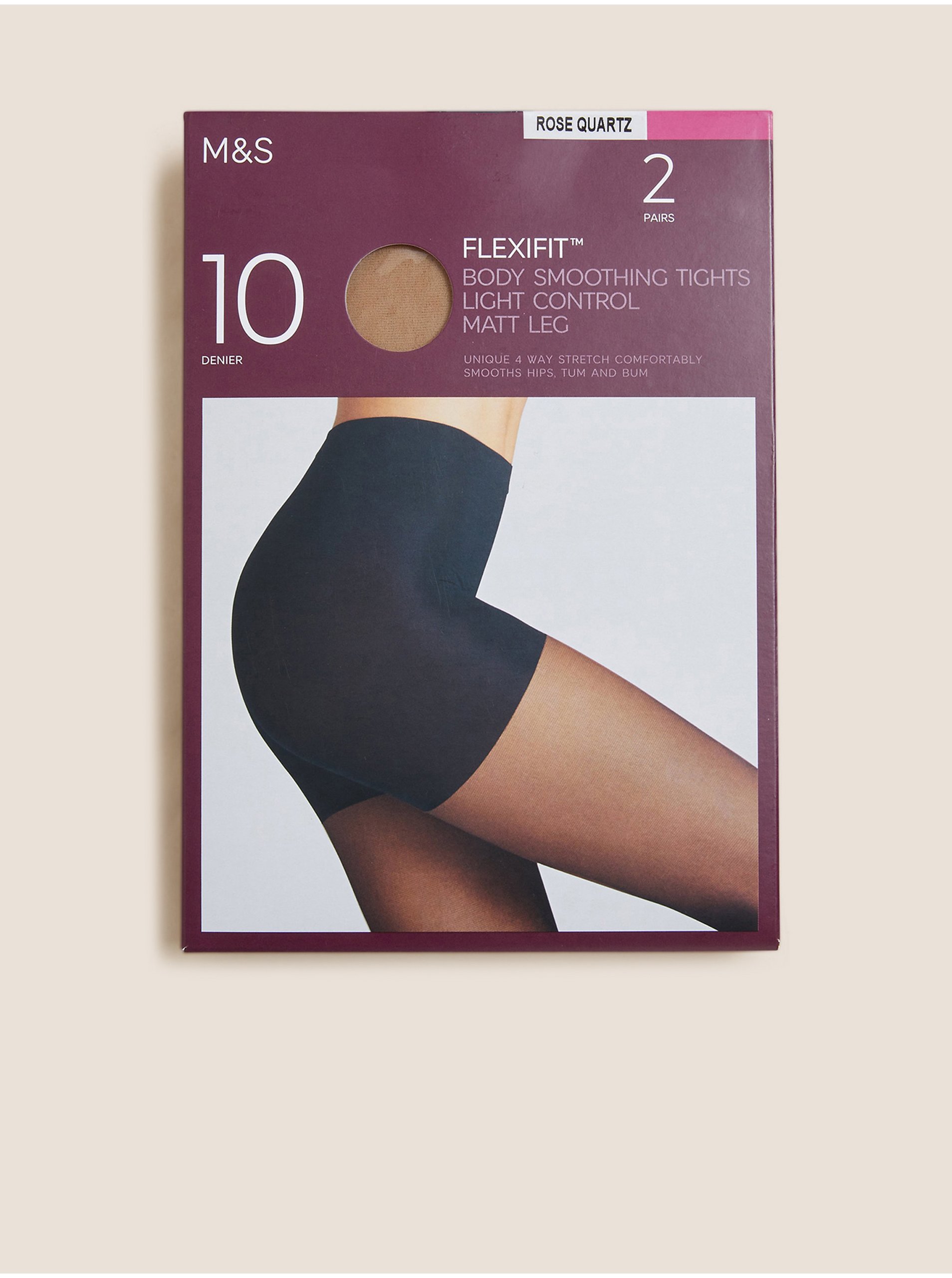 E-shop Priesvitné pančuchy Flexifit™, mierene spevňujúce, 10 DEN, 2 ks v balení Marks & Spencer béžová