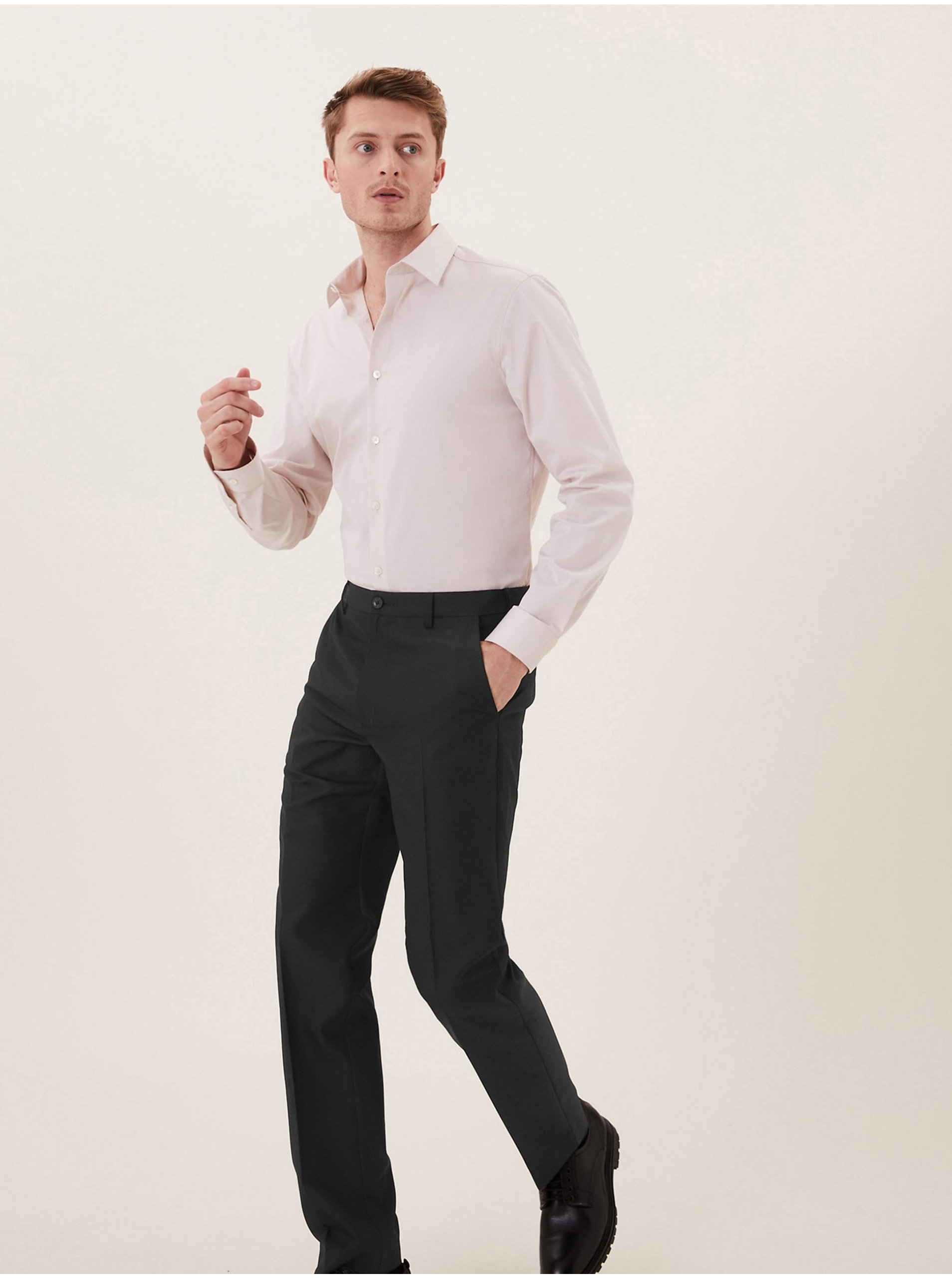 Levně Kalhoty, normální střih Marks & Spencer černá