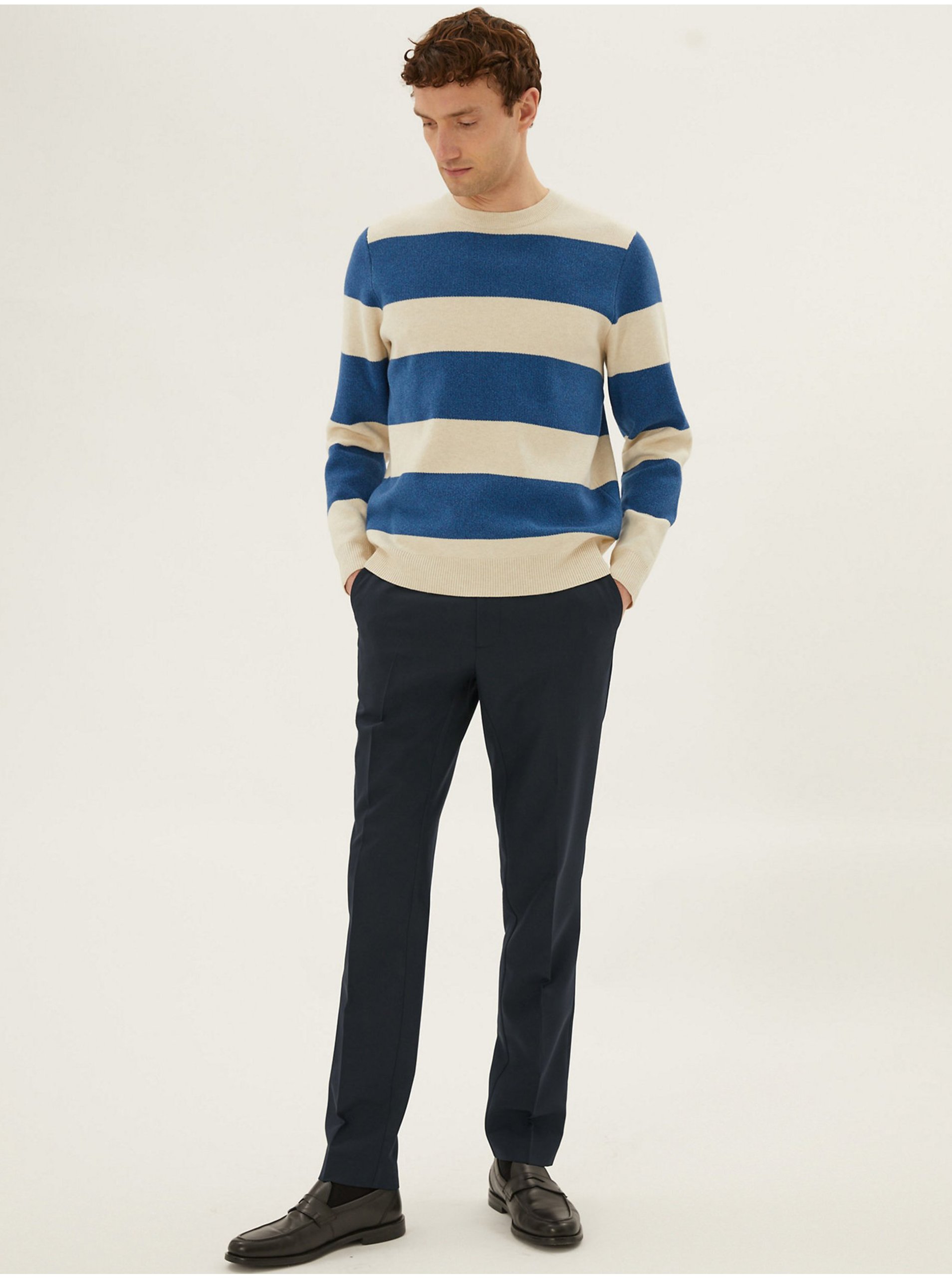 E-shop Kalhoty, úzký střih Marks & Spencer námořnická modrá