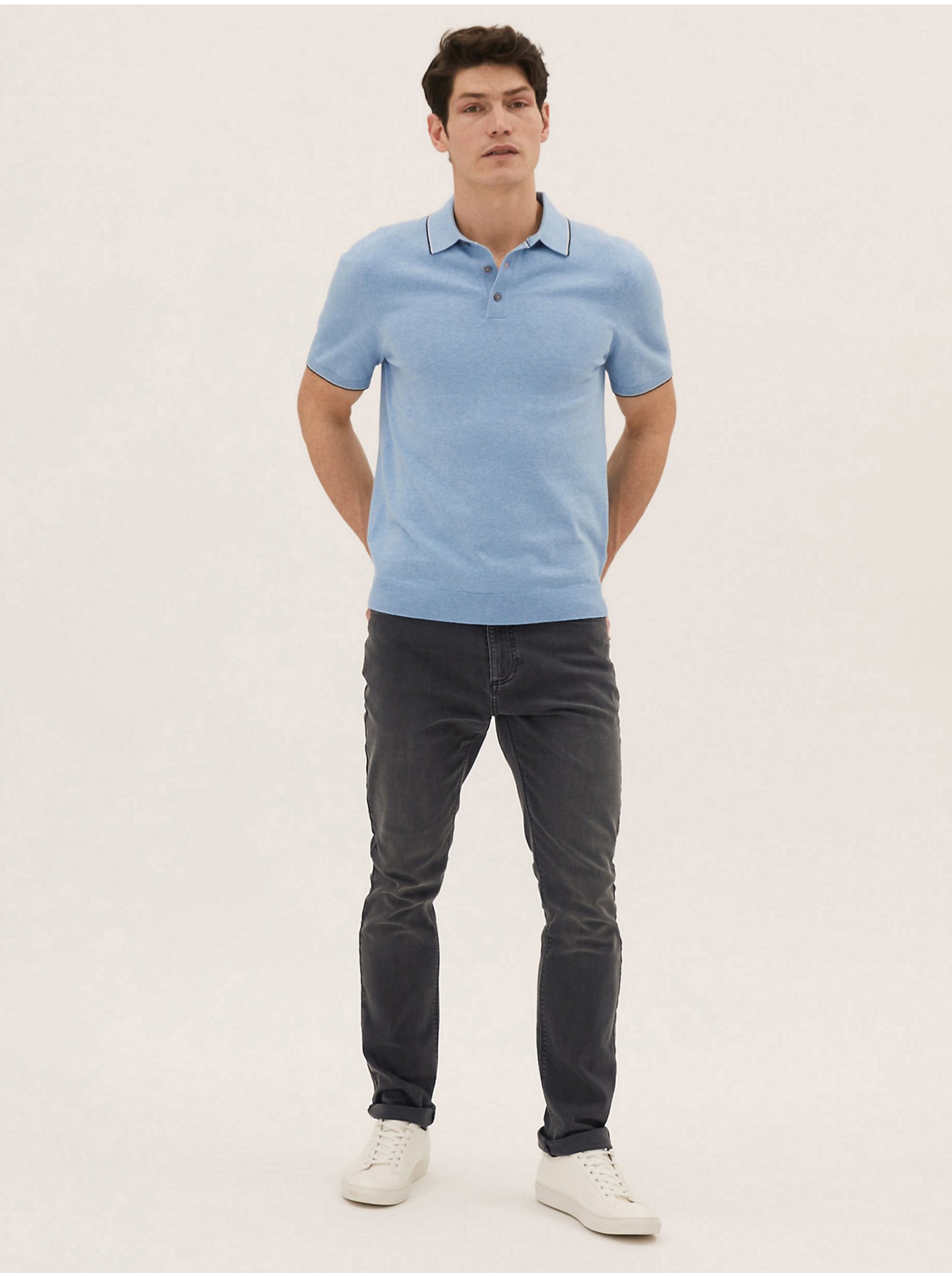 E-shop Strečové džíny s úzkým střihem Marks & Spencer šedá