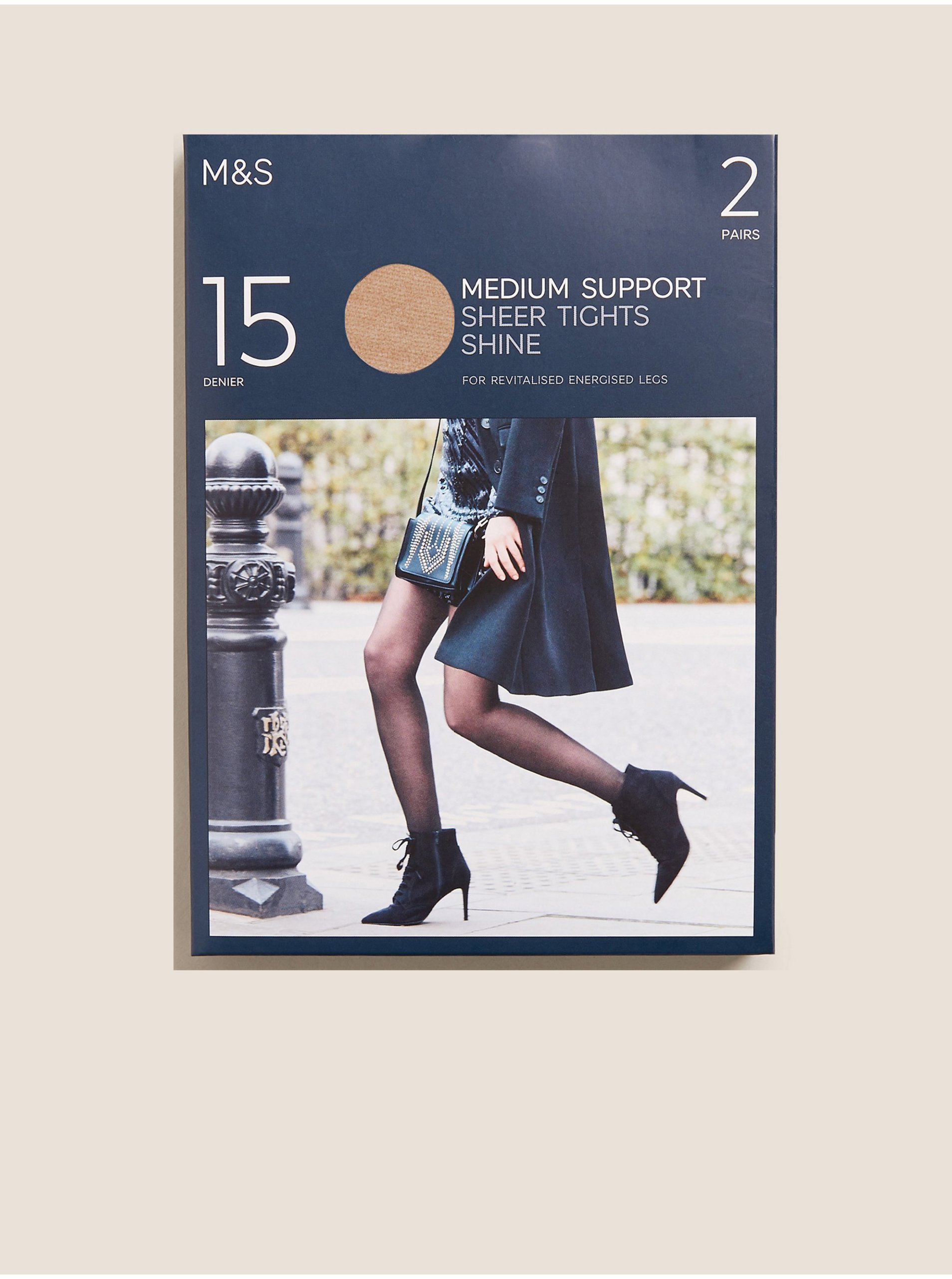 E-shop Jemné pančuchové nohavice so strednou podporou 15 DEN, 2 páry Marks & Spencer béžová