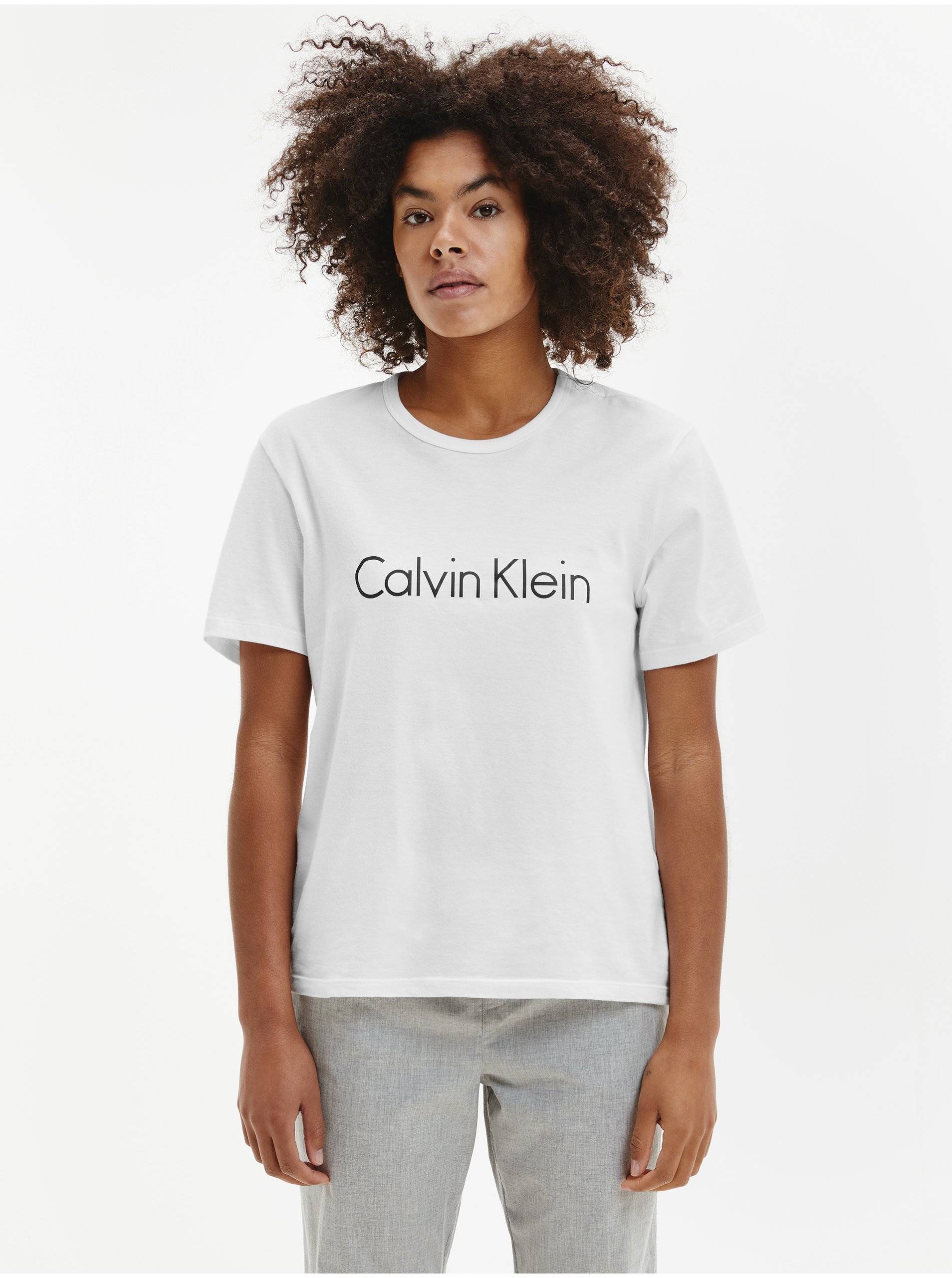Levně Bílé dámské tričko Calvin Klein Underwear