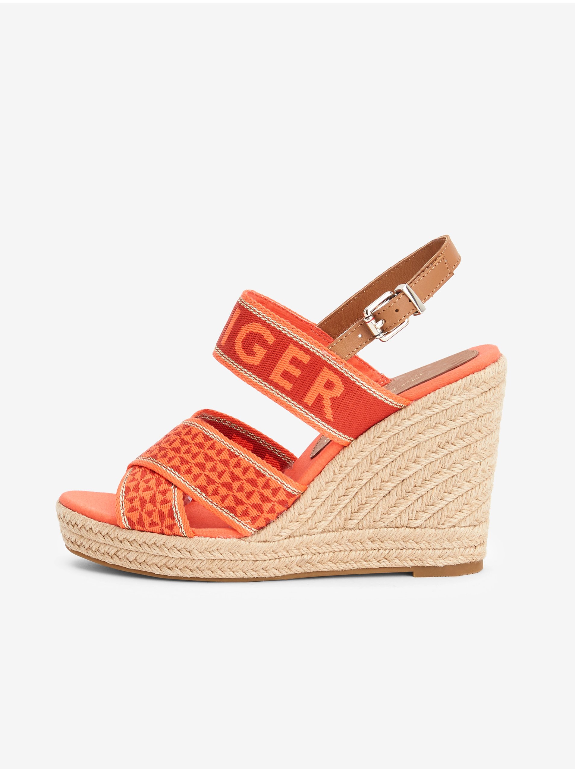E-shop Červené dámské sandály na klínku Tommy Hilfiger