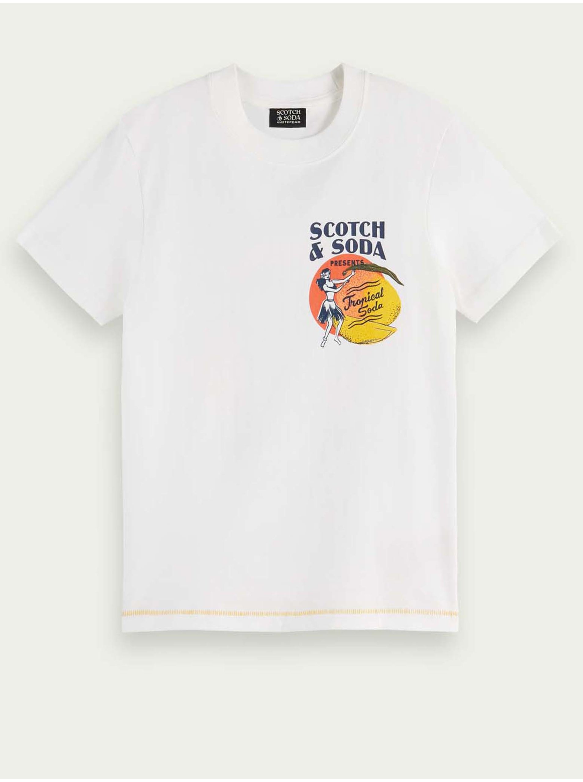 Levně Bílé klučičí tričko s potiskem Scotch & Soda