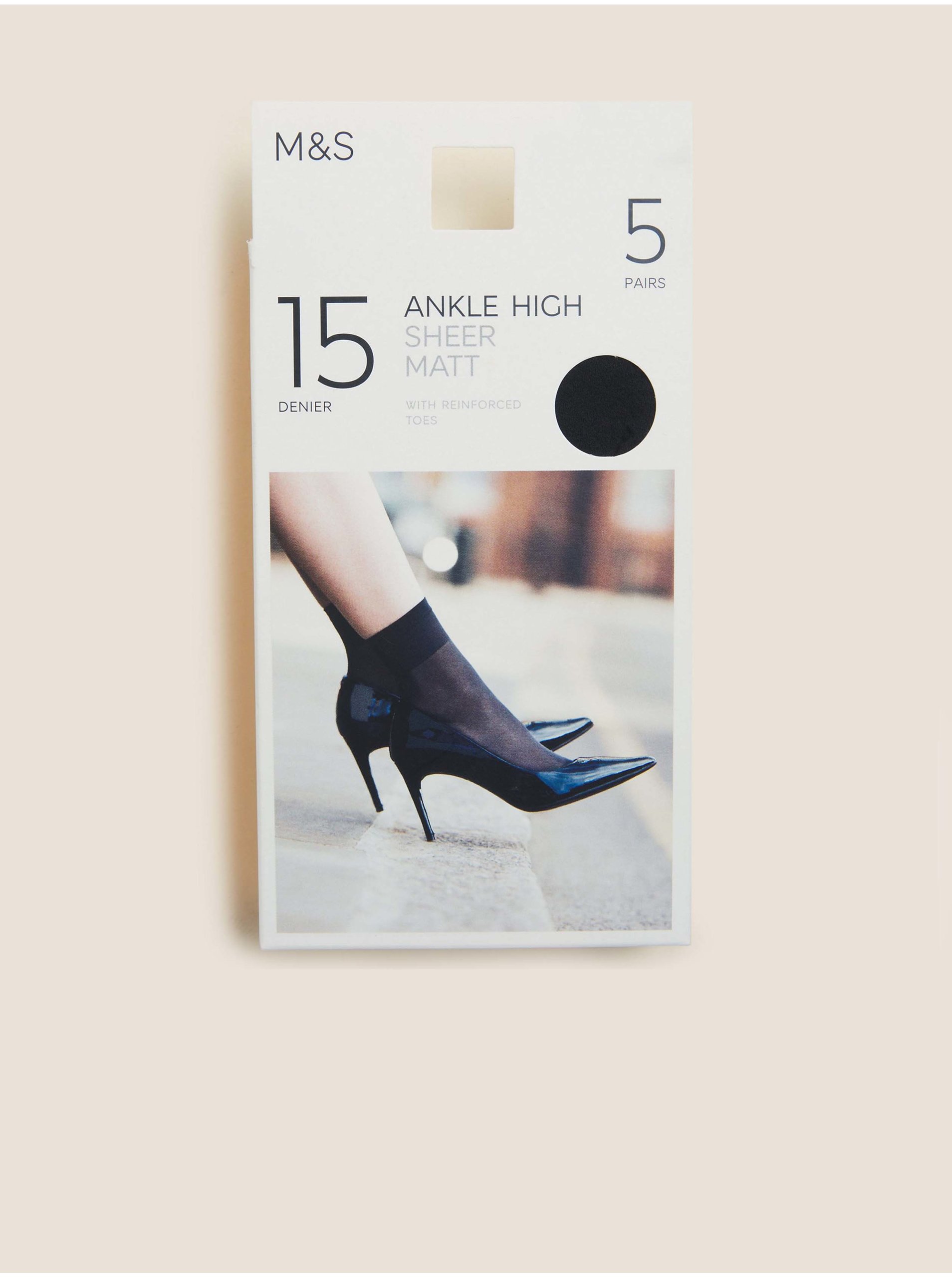 E-shop Balení 5 párů matných ponožek, 15 DEN Marks & Spencer černá
