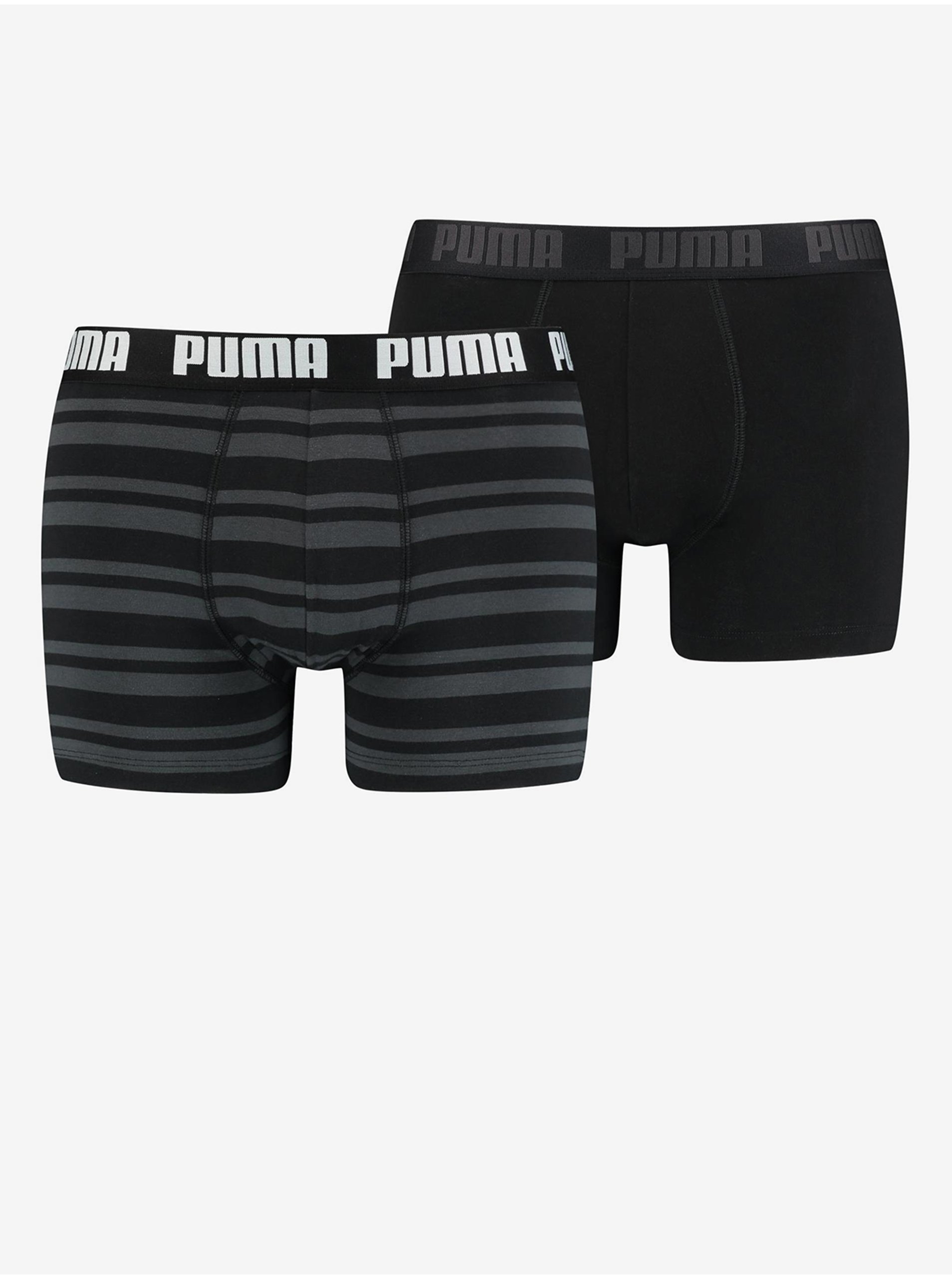 Levně Sada dvou pánských boxerek v tmavě šedé a černé barvě Puma